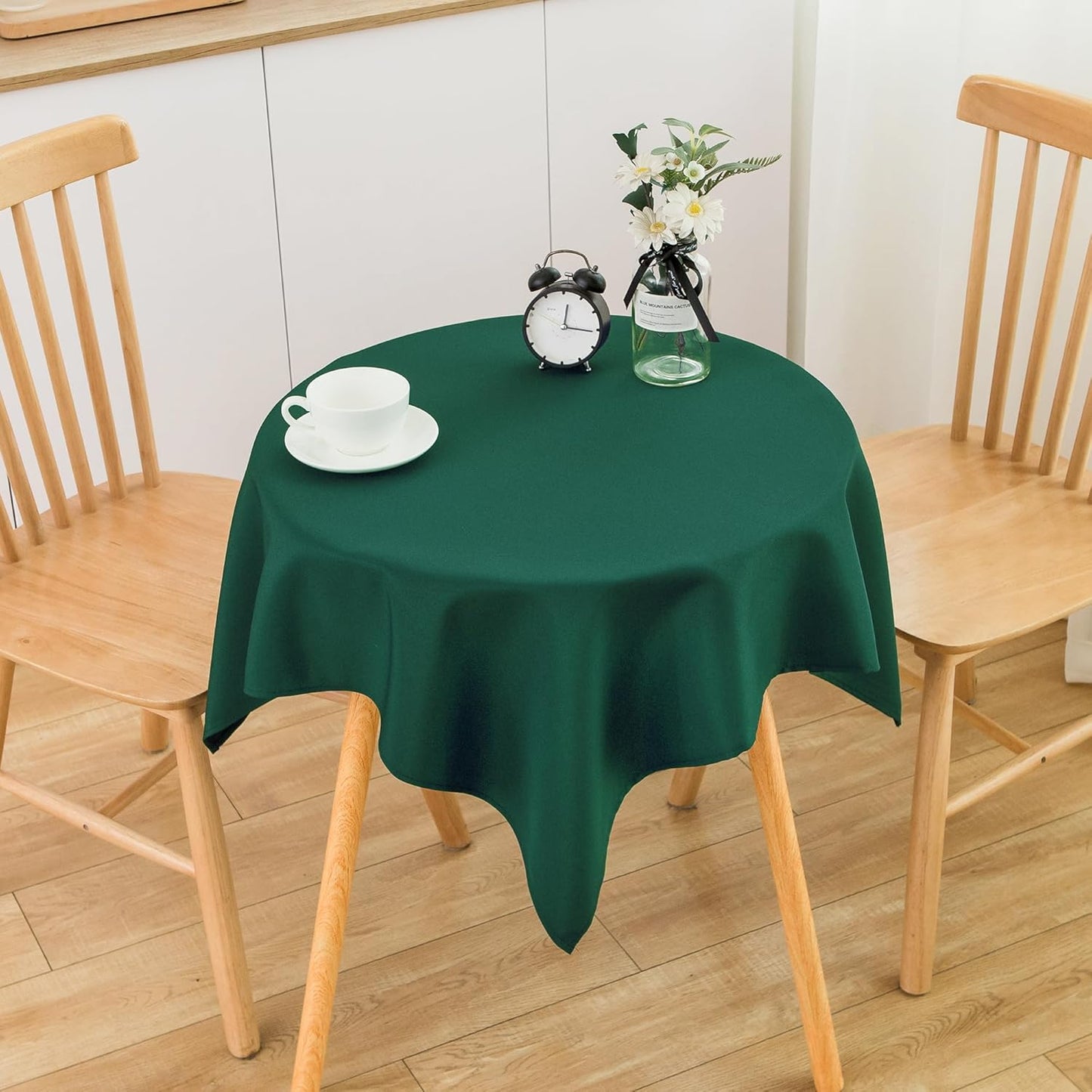 2 Pack Small Square Green Tablecloth 36X36 Inch, Polyester, Washable, Scratch Resistant, Stain Resistant