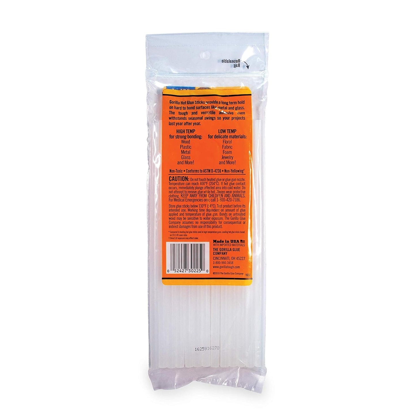 Gorilla Hot Glue Sticks, Clear Glue, Mini Size 8" Long x 0.27" Diameter, 25 Count (Pack of 1) - Safe for All Temperatures with Extended Working Time