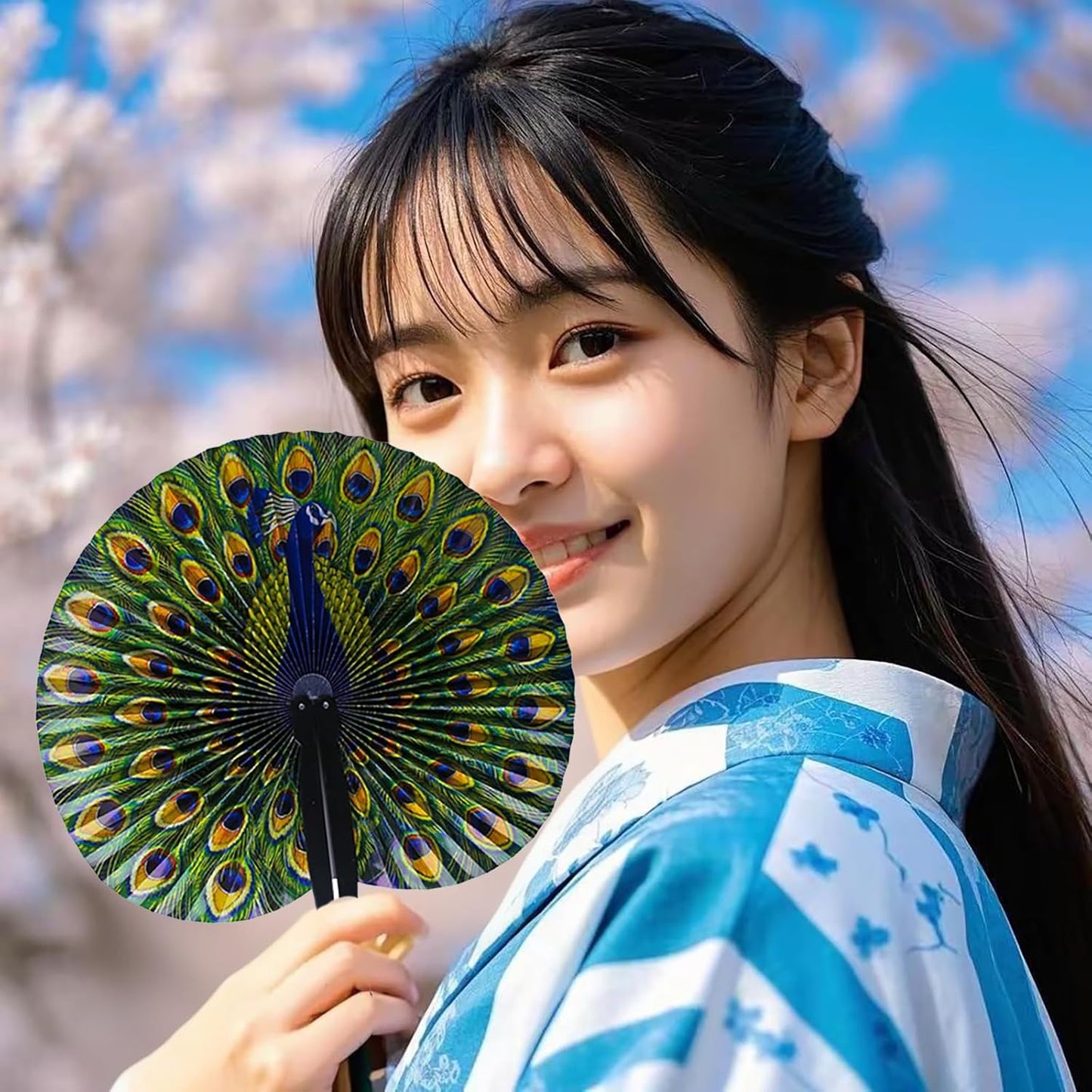 10 Pcs 10" Safari Print Peacock Fans Decorations Animal Folding Paper Hand Fans Bulk for Gifts,Weddings Festival,Birthday,Summer,Party Favors,School Cultural Shows