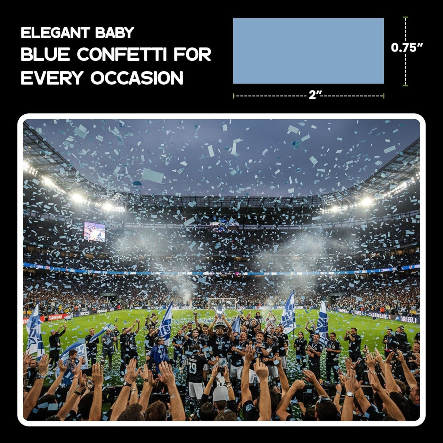 Ultimate Confetti, Baby Blue Biodegradable Confetti - Rectangular Flame-Resistant Tissue Paper Confetti for Cannon and Launcher use – Best for Gender Reveal, Parties, and Concerts - 20 lb, 320 oz