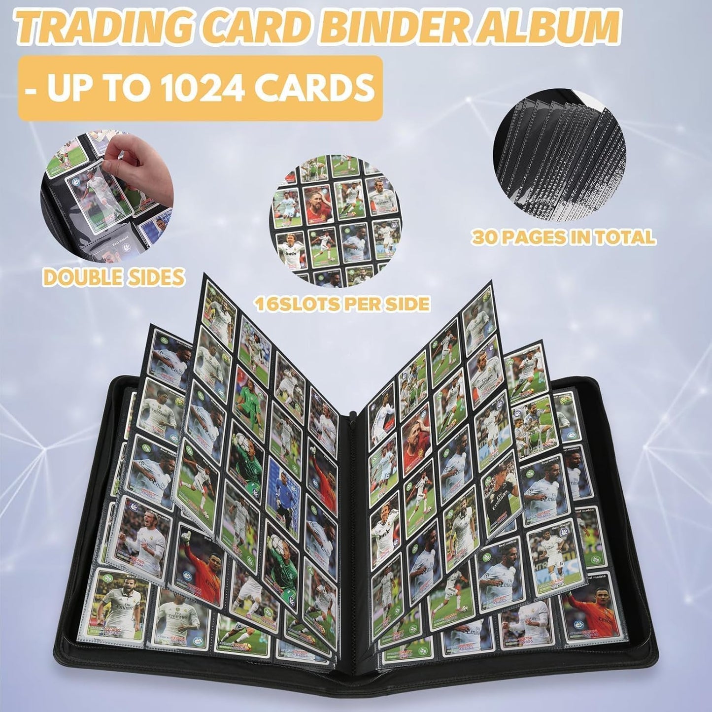 Premium Ringless Trading Card Binder - 1024 Capacity, 16 Side-Loading Pockets per Page, Archival Quality Protection & Anti-Slip Spine for TCG, MTG, Sports Cards (Viridian)