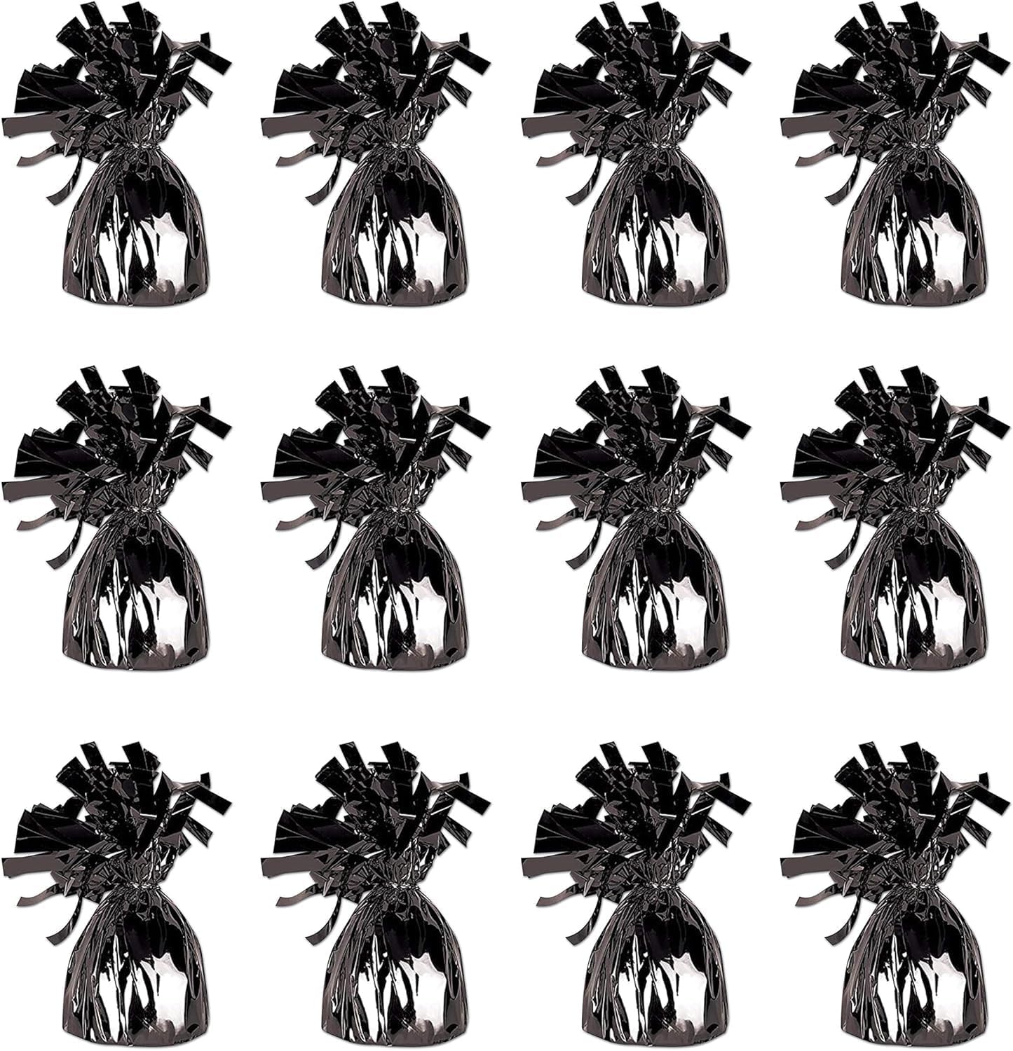 ROYALHOUSE Metallic Plastic Wrapped Balloon Weights for Party Decorations, 12 Pcs (Black)