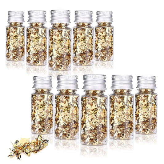 Edible Gold Leaf, Gold Leaf Cake Decoration Gold Flakes Food Gold Foil Decoration Baking Gold Foil Decor Chocolates Decor Gold Leaf Sheets for Cooking Dessert Decoration Crafts Makeup (10Pcs)