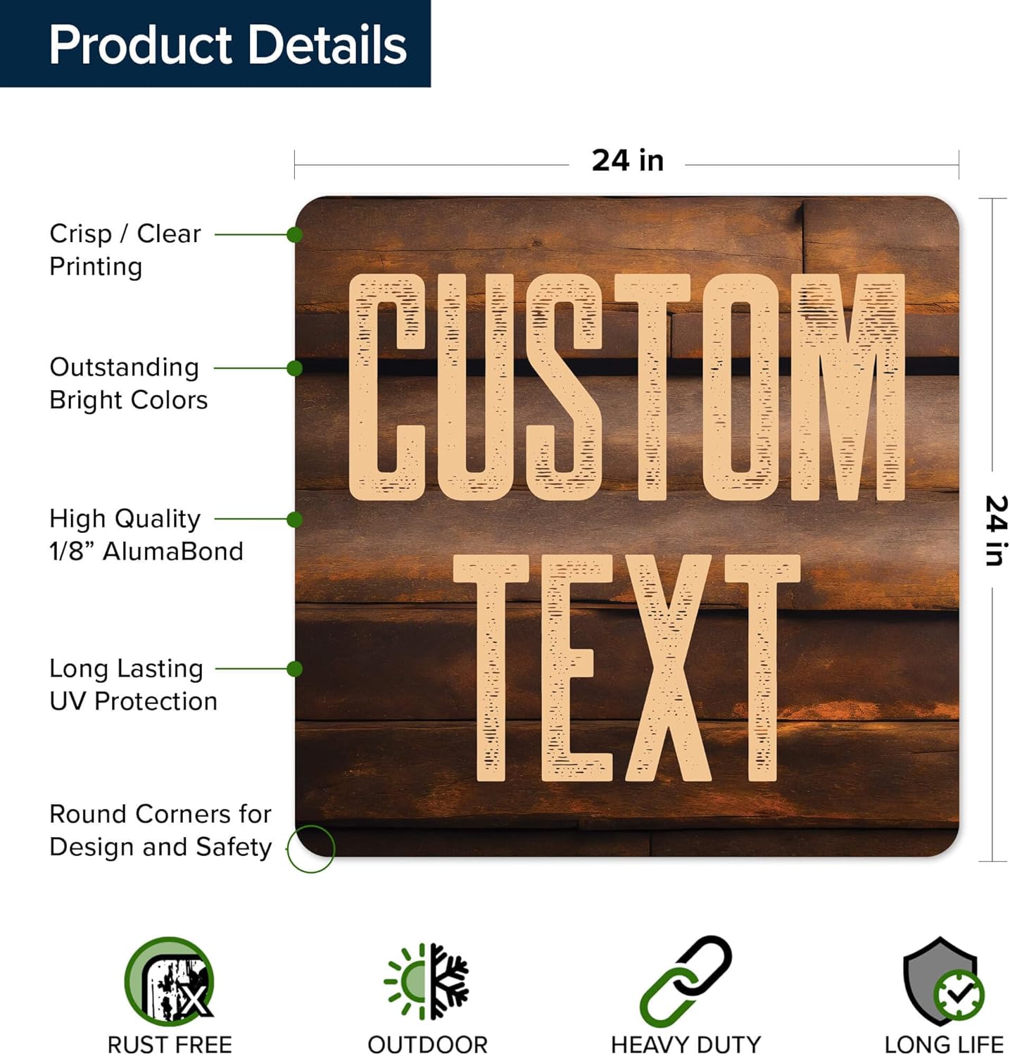 Custom Sign, Custom Street Sign, 11 Font Colors, 13 Font Styles, 4 Hole Options, 22 Sizes, 24x24 Inches, Rust Free DiBound, Fade Resistant, Made in USA by My Sign Center (Vintage Wood)