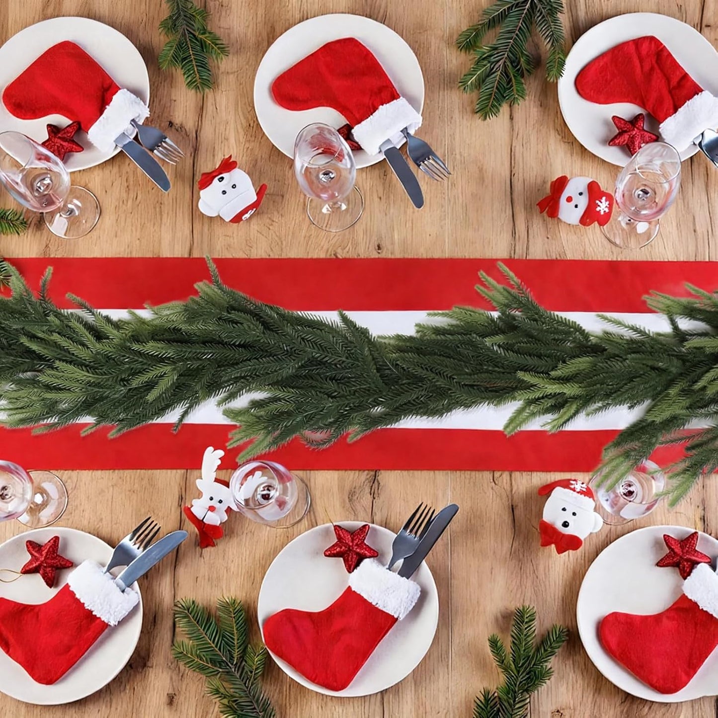 MAKHOT 1-Piece 5.6Ft Artificial Pine Needle Garland, Real Touch Winter Pine Garland, Faux Christmas Garland for Table, Mantle, Wall, Indoor, Outdoor Christmas Decorations