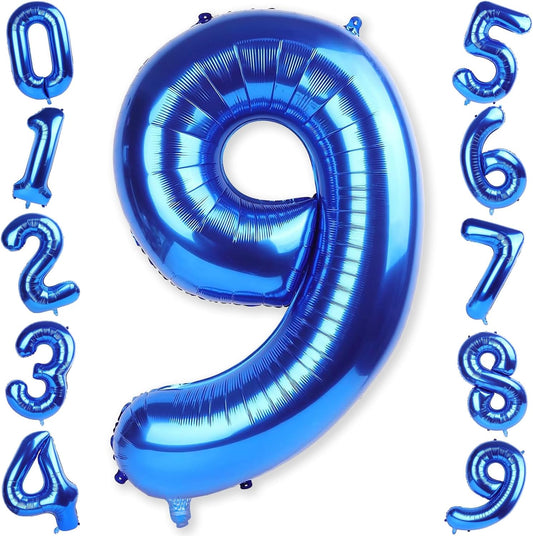 40 Inch Navy Blue Numbers 9 Balloons, Large Self Inflating Dark Blue Digital 9 Helium Balloon, Giant Foil Mylar Number 9 Balloons for Women Men Girls Boys 9th Birthday Party Anniversary Decorations