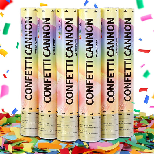 Biodegradable Confetti Poppers Cannon, 6 Pack WERISE Party Multicolor Party Poppers Confetti Shooters for Birthday, Wedding, Graduation Celebration New Year 12 Inch