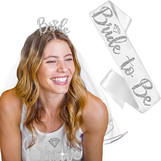 Bride Sash and Veil - BRIDAL GRADE SATIN Bride to Be Sash - Bachelorette Party Outfit - Bridal Shower Gifts