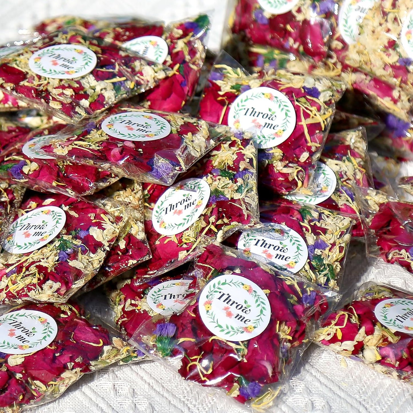 Oning 52 Pack Mix Biodegradable Confetti, Dried Flower Petals, Real Rose Petals for Weddings,Gifts, Wedding Confetti, Wedding Send Off Ideas, Dinner Table Centerpieces