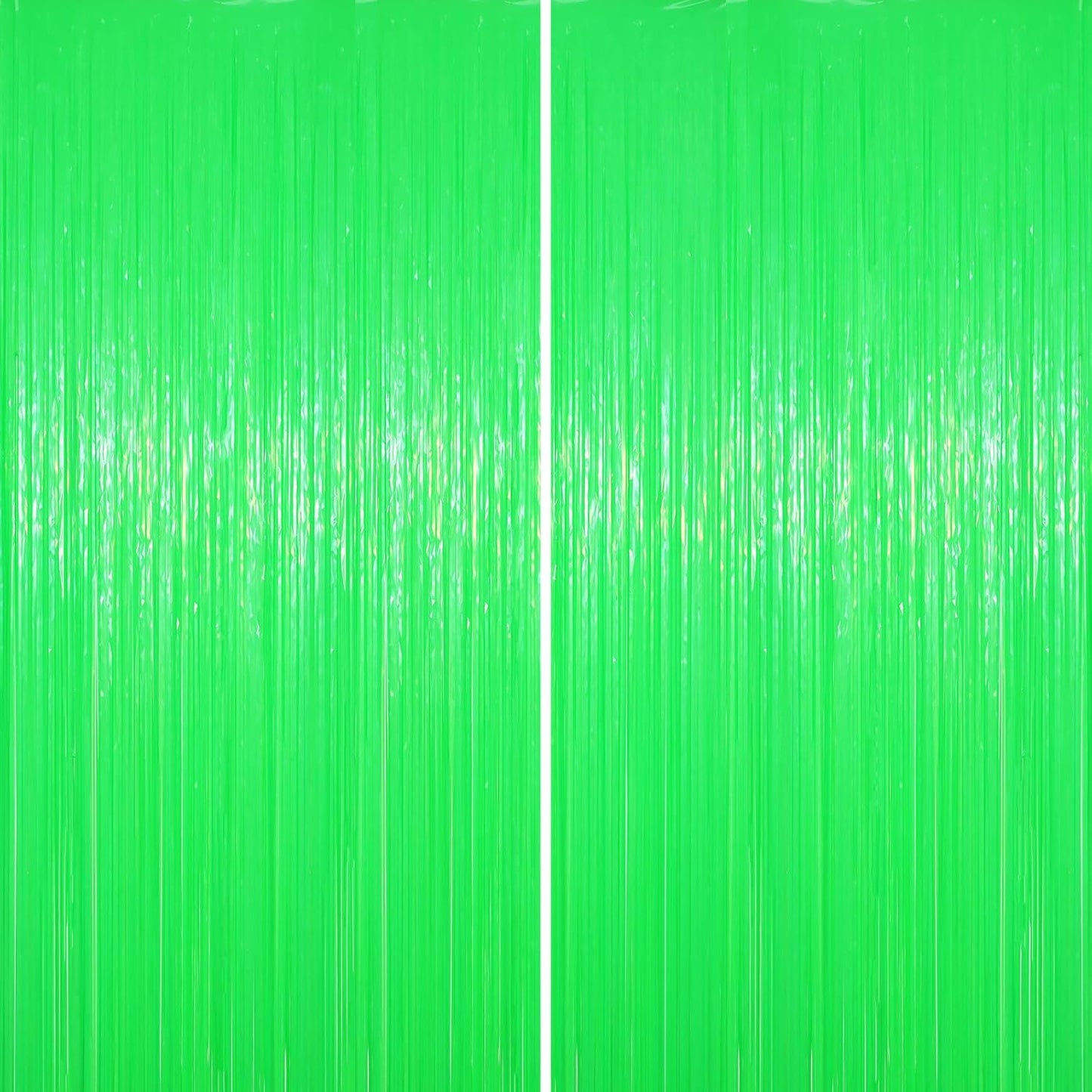2 Pack Pastel Green Foil Fringe Backdrop Curtains, Tinsel Streamers Party Decorations, Fringe Backdrop for Baby Shower, Birthday Party