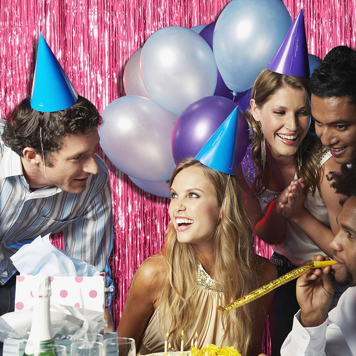 2 Pack Pink Backdrop Party Decorations Tinsel Curtain Party Backdrop Foil Fringe Birthday Decorations Photo Booth Streamer Backdrop Pink Theme Bachelorette Graduation Decor