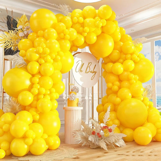 412pcs Yellow Balloon Garland Arch Kit 18 12 10 5 Inch Different Sizes Matte Latex Balloons for Baby Shower Birthday Wedding Honeybee Lemon Gender Reveal Sunflower Theme Party Decoration