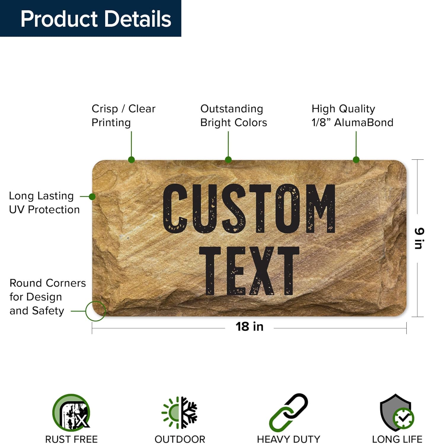 Custom Sign, Custom Street Sign, 11 Font Colors, 13 Font Styles, 4 Hole Options, 22 Sizes, 9x18 Inches, Rust Free DiBound, Fade Resistant, Made in USA by My Sign Center (Stone)