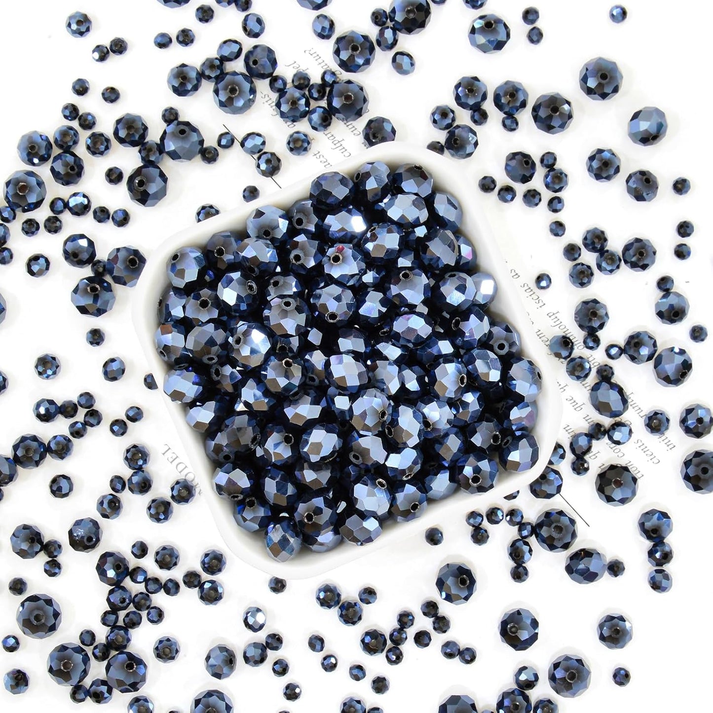 220Pcs 10mm Crystal Glass Beads for Jewelry Making Beads for Bracelets Necklace Pendants Making Supplies(Navy Blue)