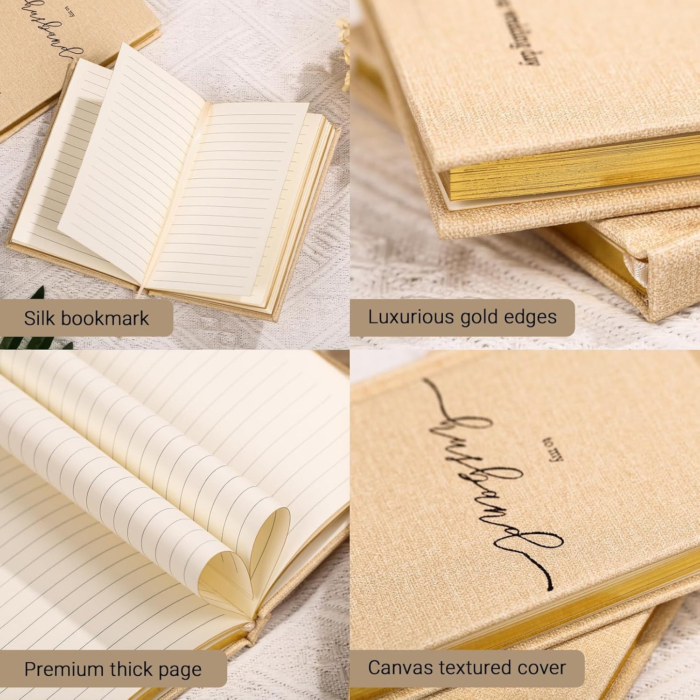 Wedding Vow Books His and Hers- Hard Cover Vow Books - Set of 2 with Silk Bookmarks & 40 Lined Pages - His & Hers Gifts Wedding Vow Book -Renewal & Wedding Must Haves (to My Husband/Wife)