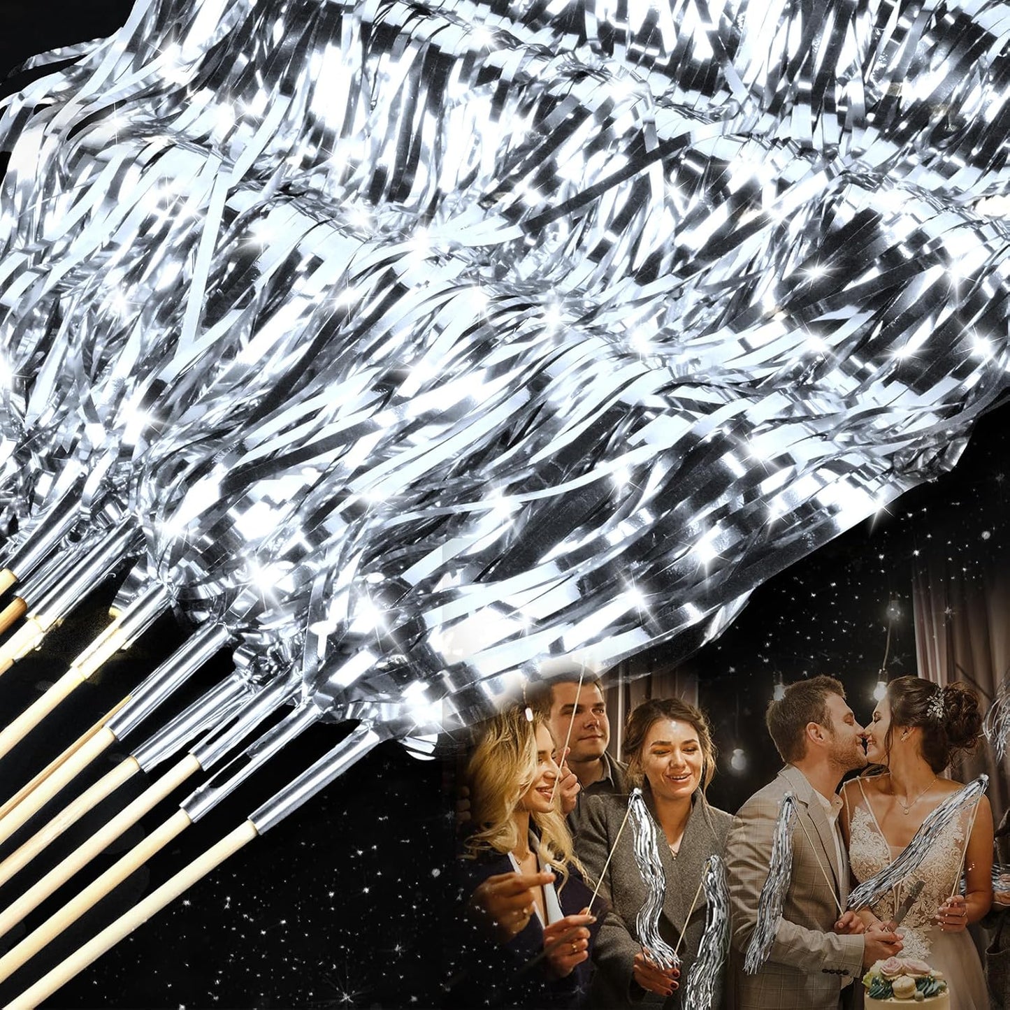100 PCS Wedding Wands, Silver Wedding Light Sticks for Send Offs and Parties