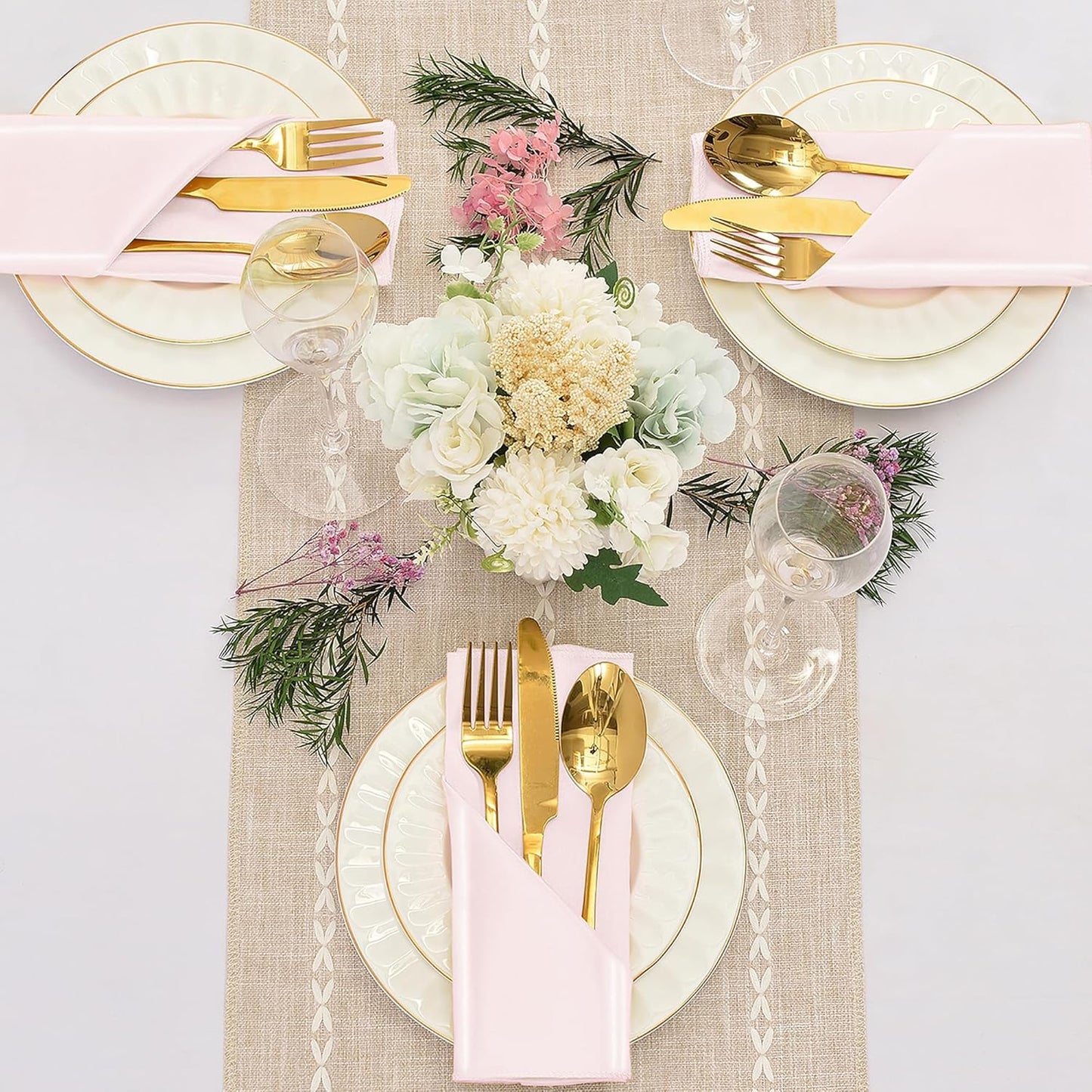 12 Pieces Light Pink Satin Napkins, 17" x 17" Square Table Napkins, Silky Soft Smooth Washable Napkins for Restaurant, Weddings, Dinner, Party Decoration