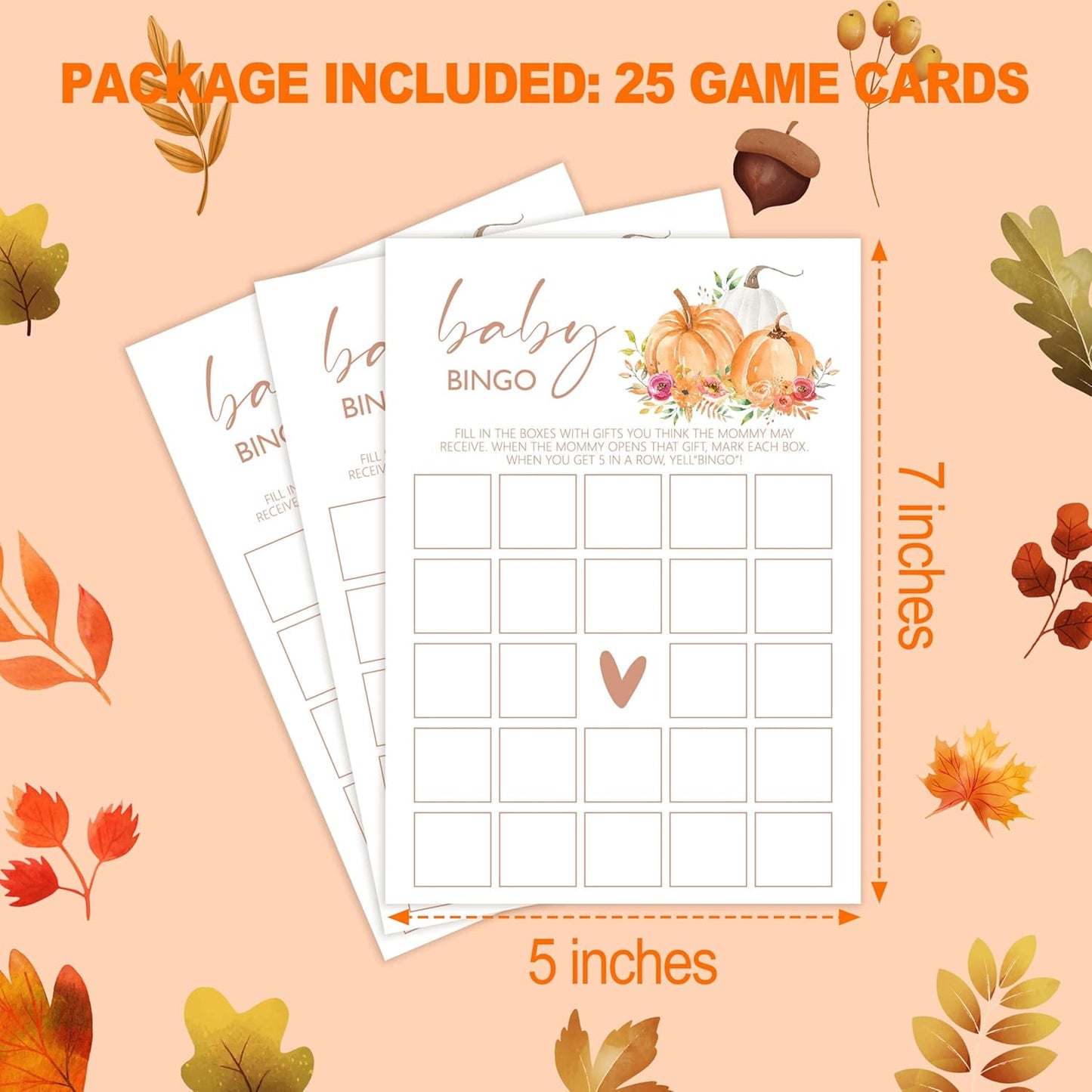 Baby Shower Games: Thanksgiving Bingo, Gender Reveal Party Decorations - 25 Sets