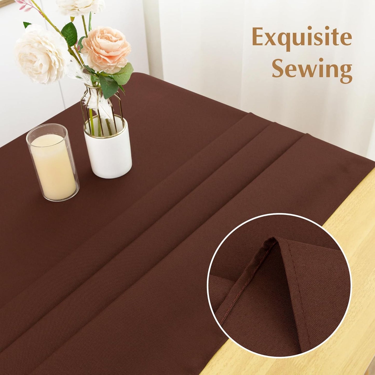 2 Pack Square Table Cloth 52X52 Inch Chocolate Washable Fabric Tablecloth Polyester Solid Dining Table Cover for Birthday Party Dinner Holiday Outdoor Indoor