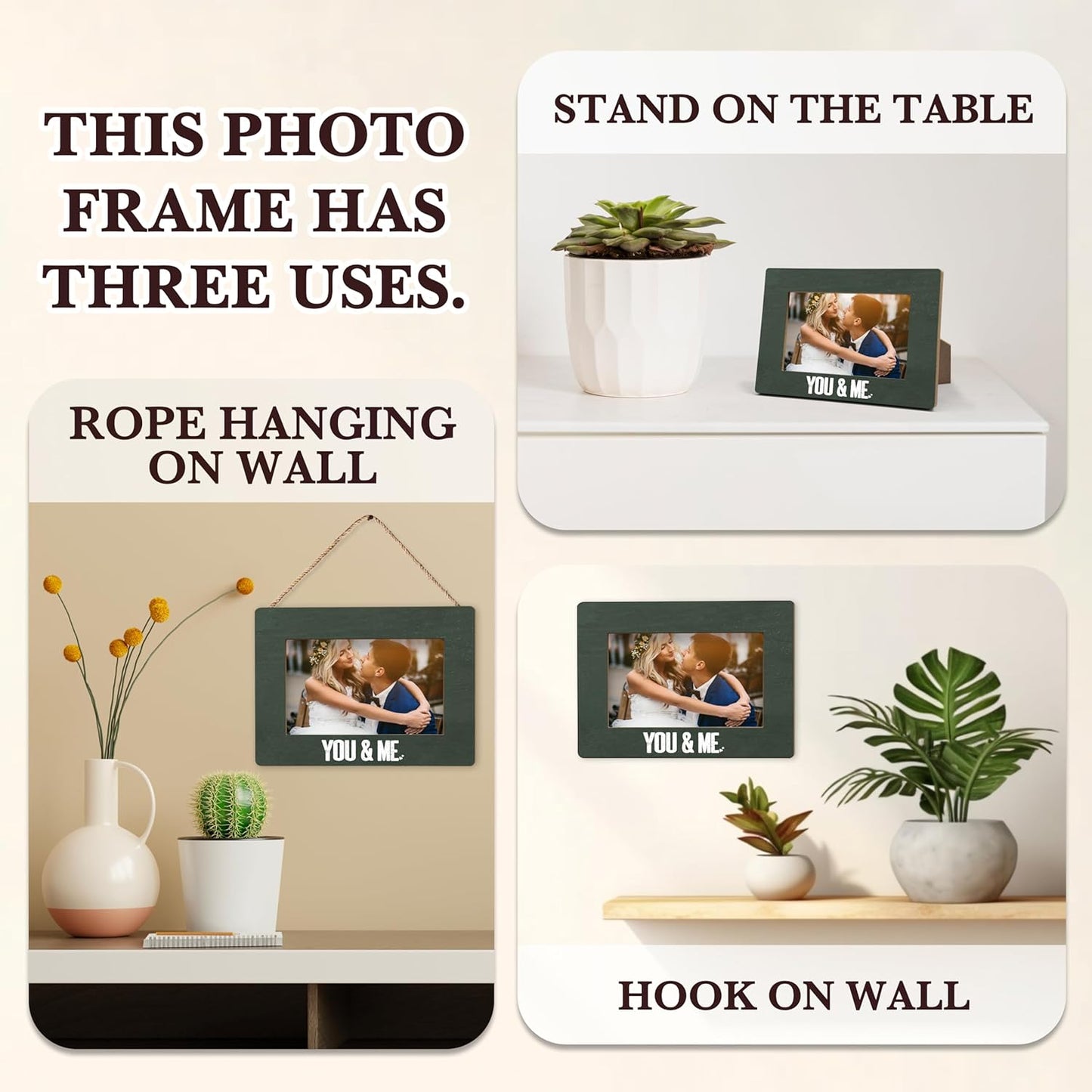 Couple Picture Frames, You & Me Photo Frame Gifts For Valentine Anniversary Birthday Engagement Wedding, Romantic Love Picture Frame Gifts For Couples Boyfriend Girlfriend Newlywed -07