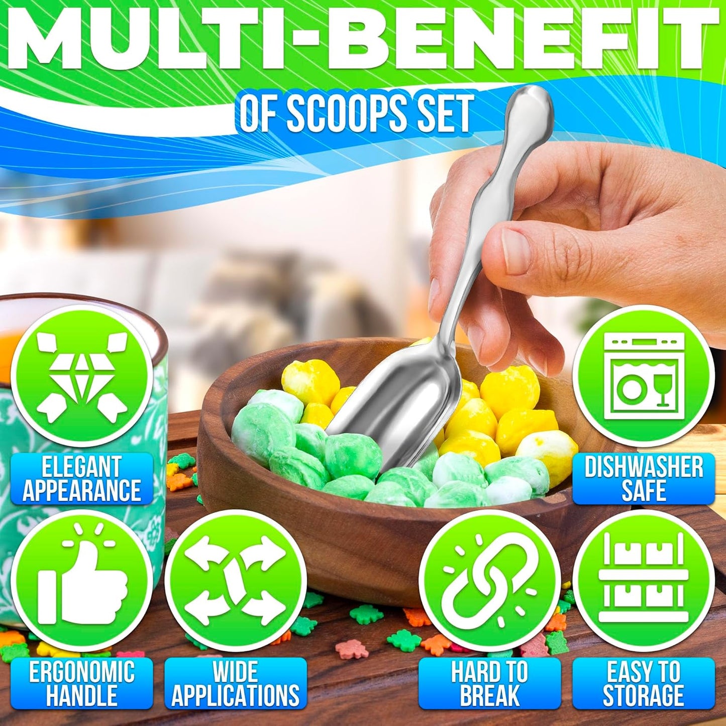 20 Pcs Small Scoops for Canisters – Mini Scoops for Candy, 5.8" Length Stainless Steel Small Food Scoopers for Kitchen, Multipurpose for Cocoa, Coffee, Ice Cream, Parties & Home Use, Easy to Clean