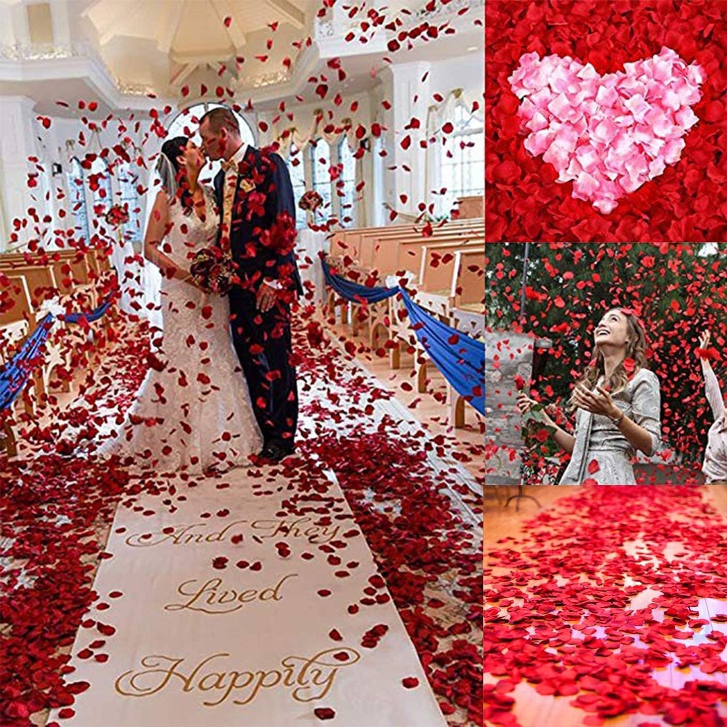 ocharzy 1000 PCS Red Rose Petals, Artificial Silk Flower Rose Petals, Fake Rose Petals for Wedding Decorations, Romantic Night, Valentine's Day, Proposal, Anniversary,Parties, Events