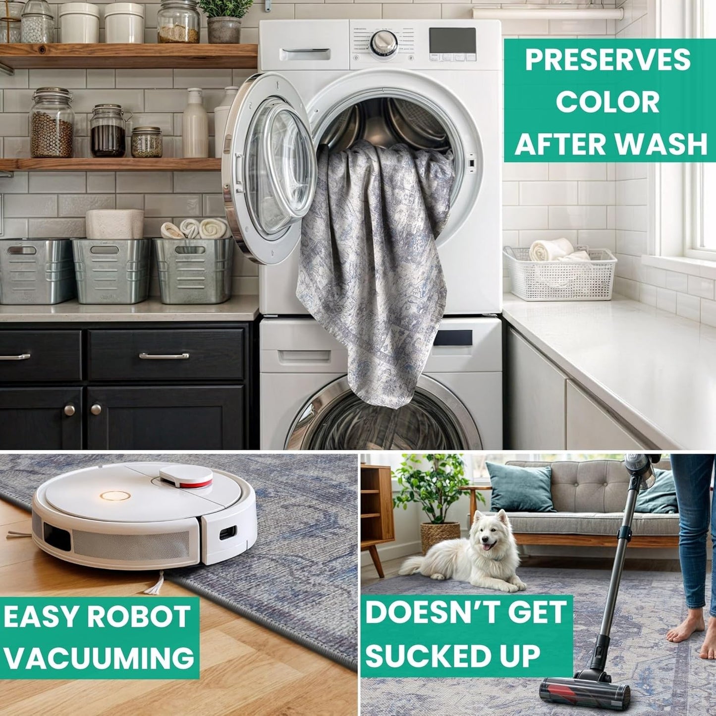 Bloom Rugs Washable Non-Slip 10 ft Runner - Blue/Sand Traditional Medallion Runner for Entryway, Hallway, Bathroom, and Kitchen - Exact Size: 2.5' x 10'