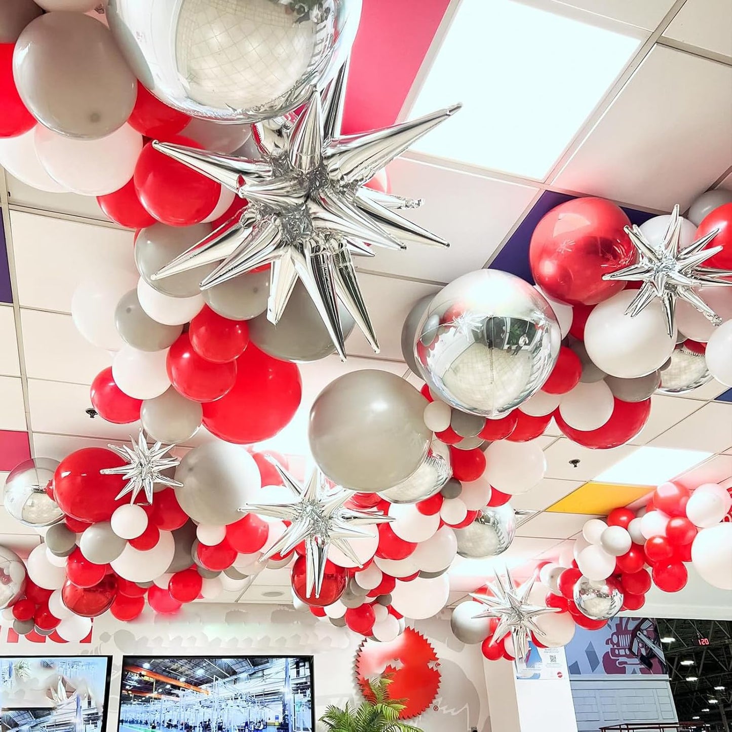 6Pcs Silver Foil Balloons,22Inch Silver 4D Round Ball Balloon and Explosion Star Balloon for Birthday Wedding Baby Shower Anniversary Graduation Decorations