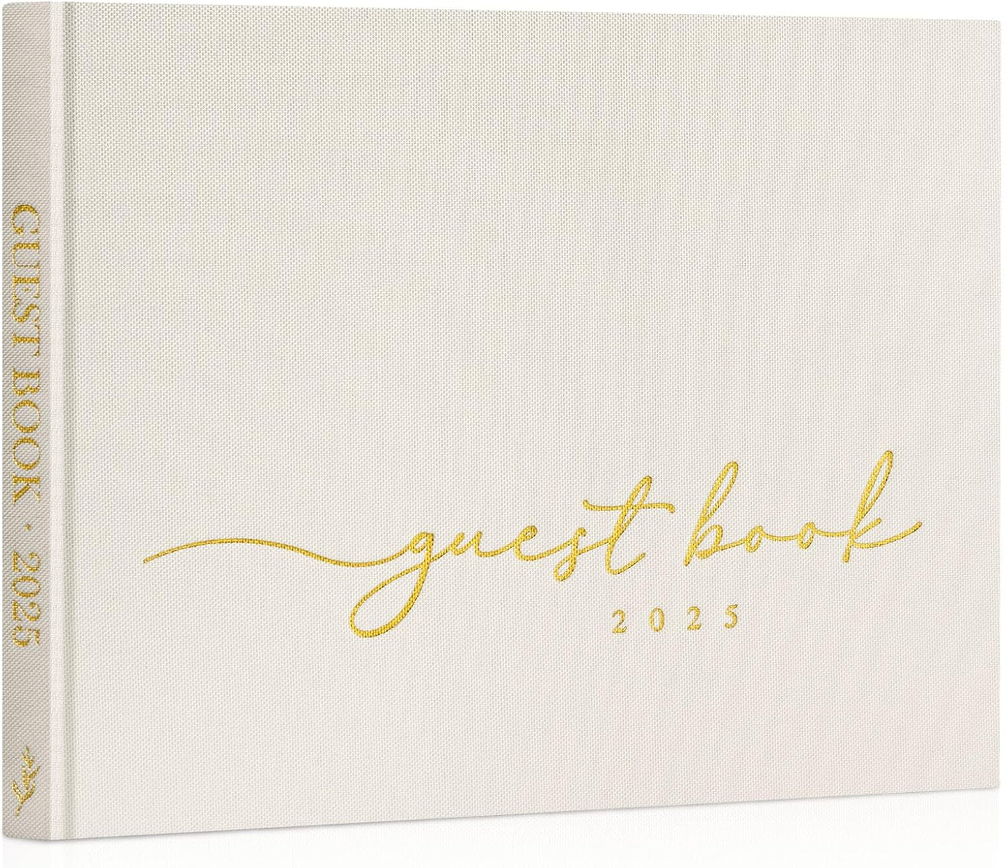 Lanpn Wedding Guest Book 2025 - Linen Hardcover Polaroid Guestbook Wedding Reception for Sign in and Photos - 108 Blank Pages Guest Book for Bridal Shower Baby Shower Wedding Party (Cream)