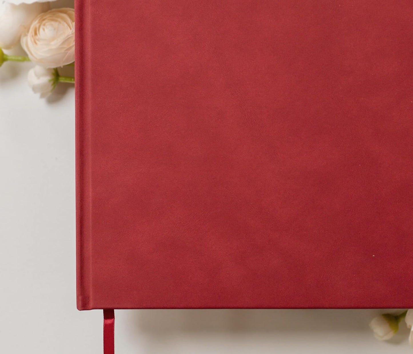 MUUJEE Personalized Guestbook in Red - Premium Custom Modern Guest Book for Wedding Reception, Birthday Party or Events w/Bookmark Blank Pages for Signing 11.5 x 8.5 inches
