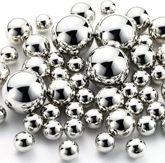 150Pcs Bright Silver Polished No Hole Faux Pearl Beads for Vase Filling Decorations, Plastic Pearls Vase Fillers, Table Scatters, Wedding Centerpiece, Home Decor, 8/14/20 mm