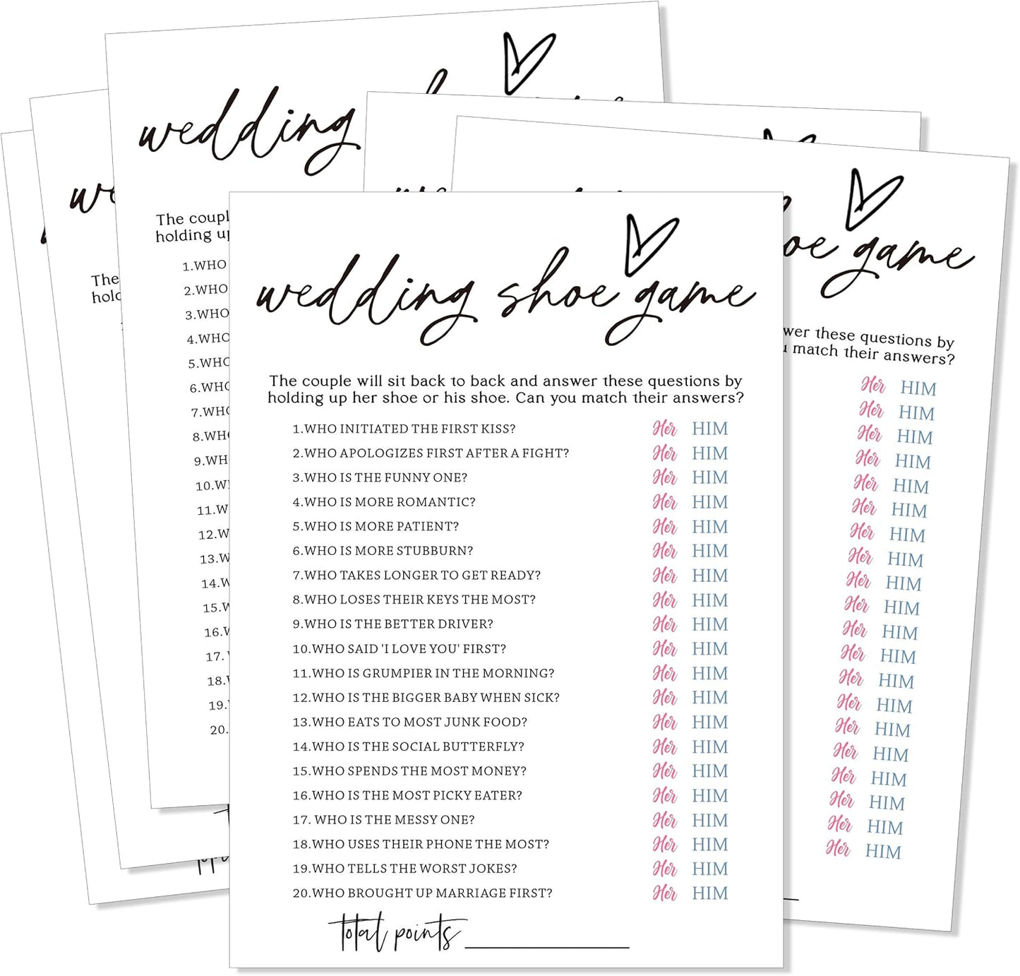 Fun Wedding Games Set - 25 Bridal Shower Games Cards, Engaging Bridal Party Entertainment for Wedding Shower, Engagement Party & Reception Fun a Must-Have for Minimalist Newlywed Game - A06