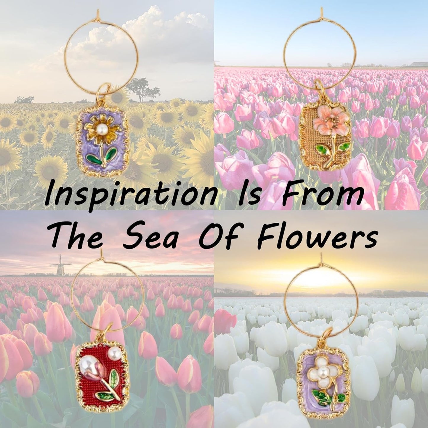 24Pcs Wine Glass Charms & Markers - Reusable Identifier Tags for Stem Glasses - Funny Non-Scratch Charms for Summer Beach, Christmas & Wine Party