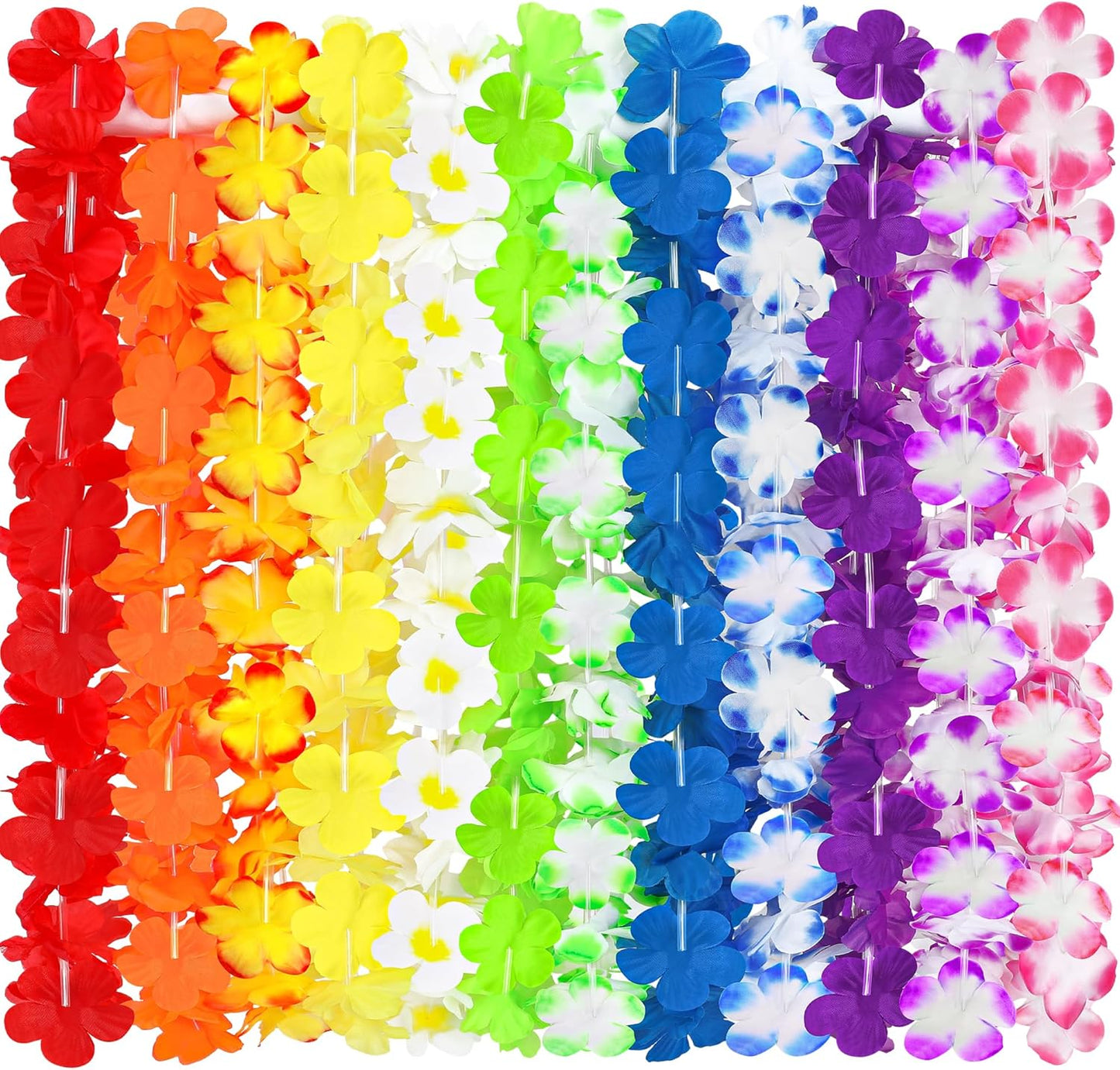 12PCS Hawaiian Leis Bulk, Colorful Luau Leis Party Decorations, Hawaiian Tropical Theme Silk Flower Leis, Hawaii Flower Lays Garland for Birthday Summer Pool Party Favors Supplies Accessories