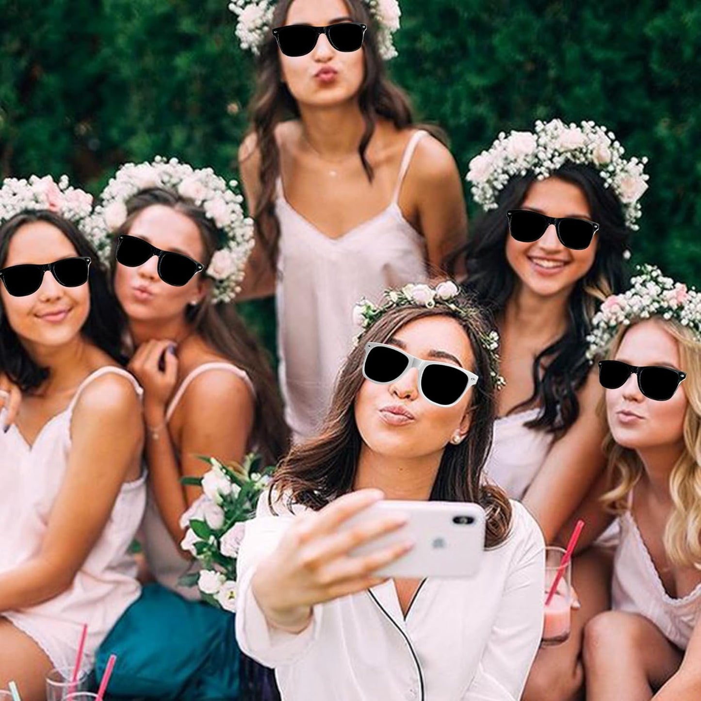 LADY&HOME 10 Pack Bachelorette Party Sunglasses Favors, Bridesmaid and Bride Tribe Sunglasses for Bridal Party, Bridal Shower(Black)