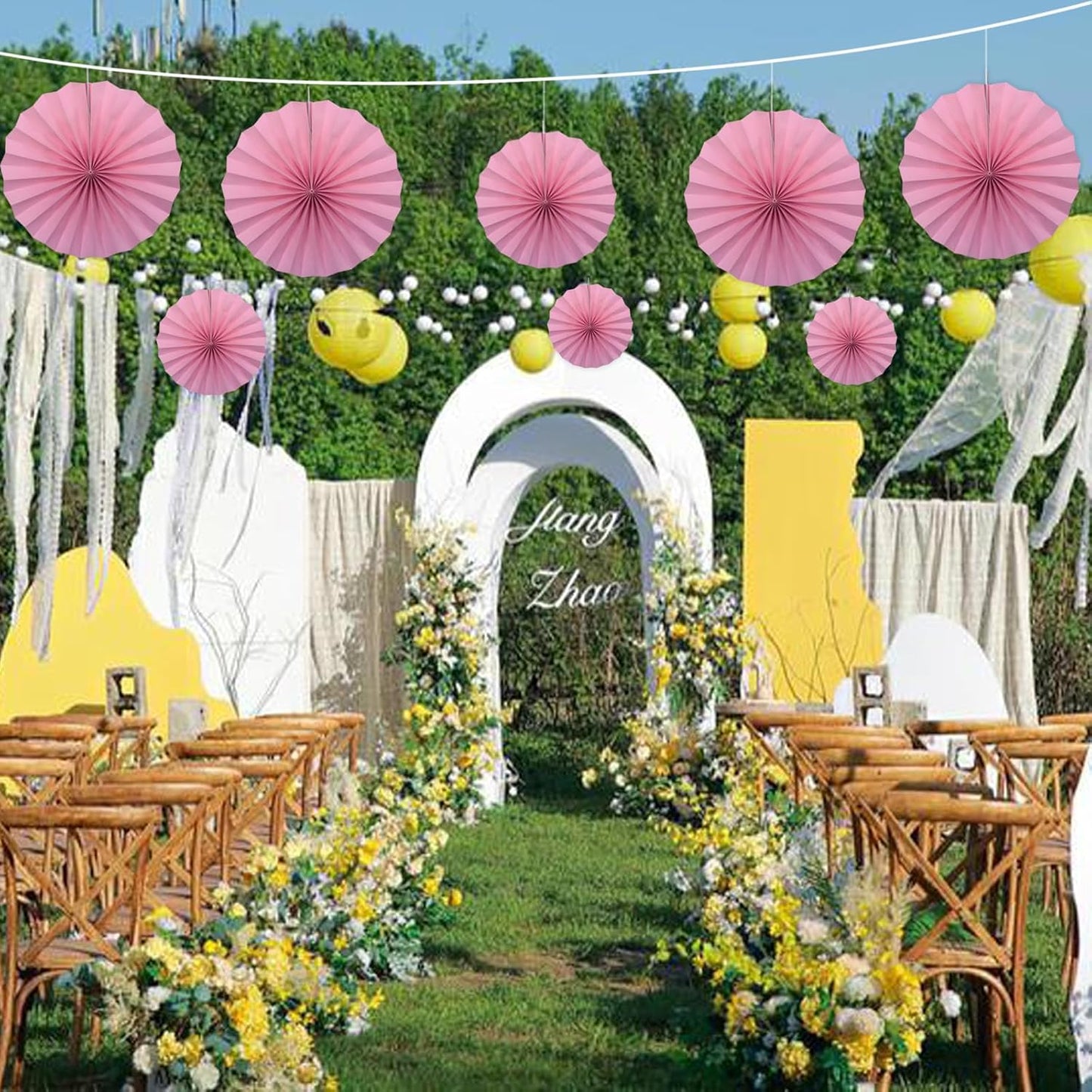 BARTHEW Pink Party Decorations, Pink Paper Decorations for Party, Baby Shower Decorations, Schoolgirl Style Classroom Decor, 12in, 30 Color DIY Set