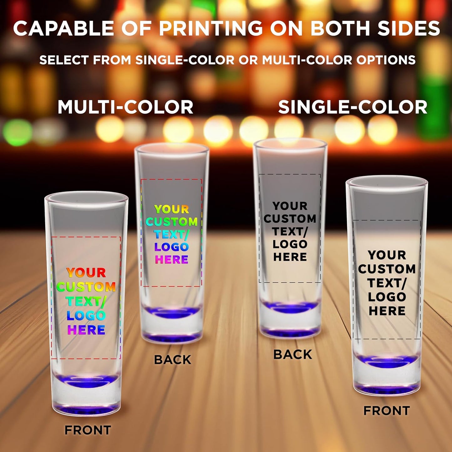 Custom Cordial Shooter Shot Glasses 2 oz. Set of 100, Personalized Bulk Pack - Great for Birthdays, Parties, Indoor & Outdoor Events - Purple