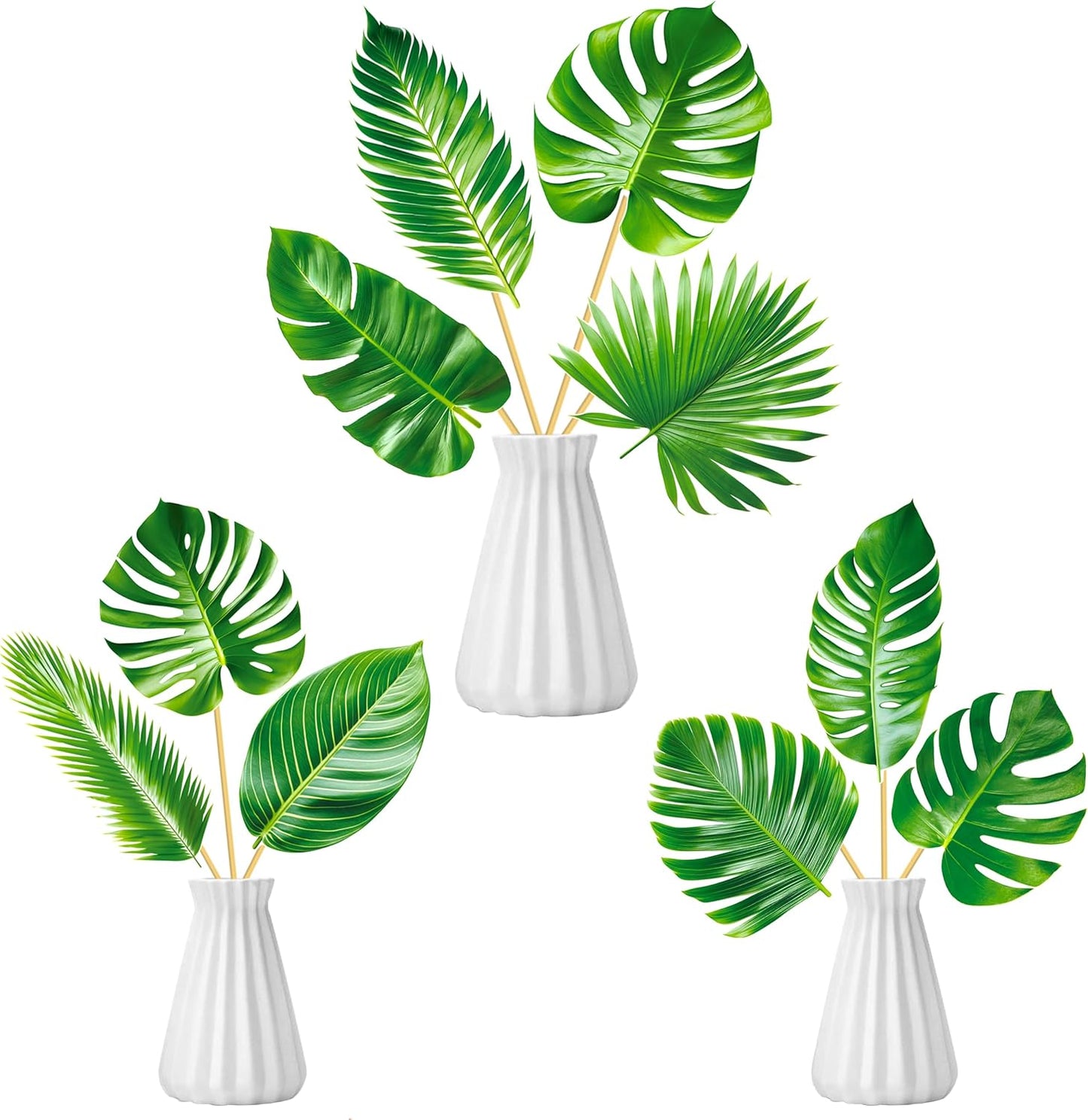 14pcs Palm Leaf Centerpiece Sticks Tropical Party Decorations for Table Green Leaves Theme Centerpieces Hawaiian Luau Party Decorations for Summer Jungle Theme Party Baby Shower Supplies