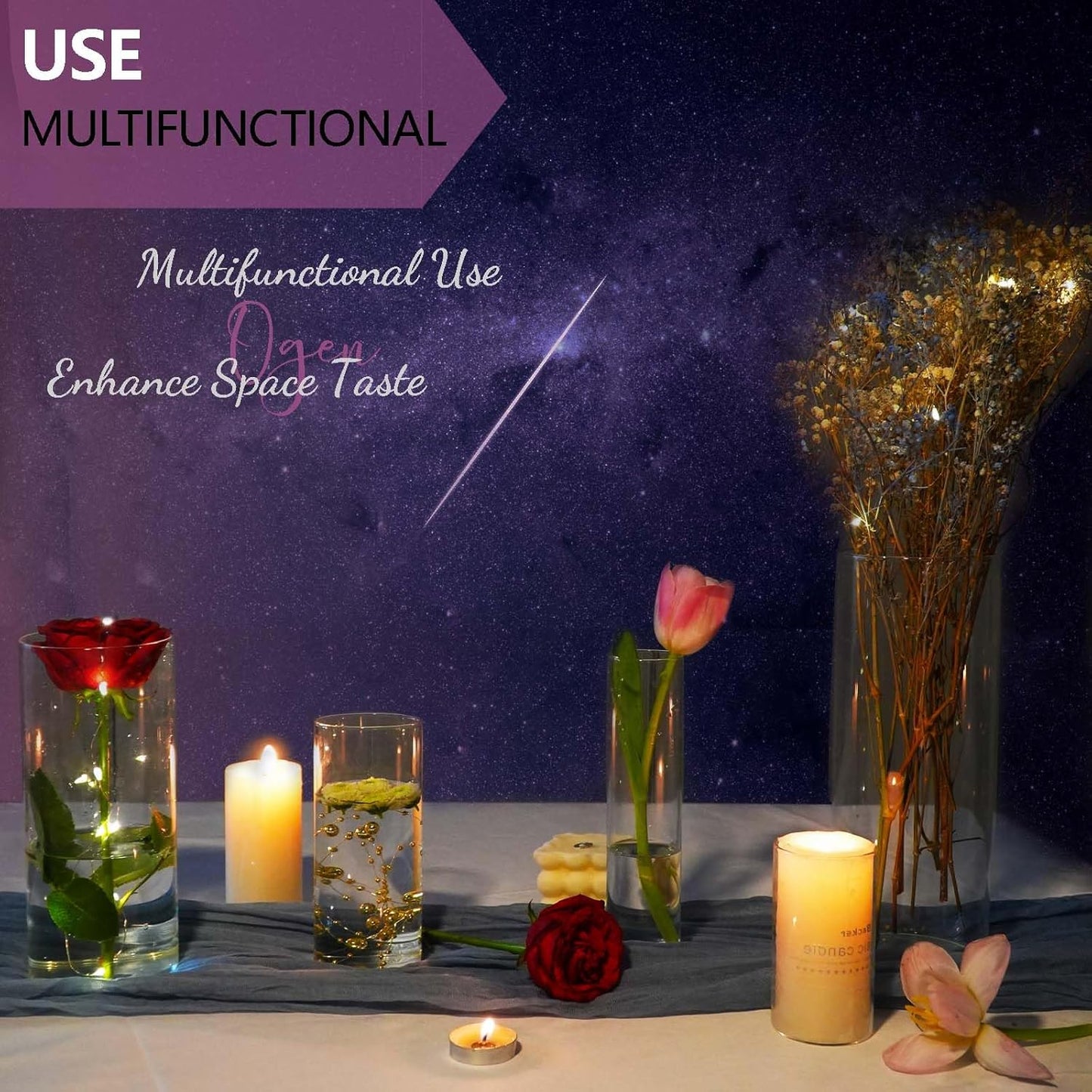 30pcs 11.8Inch Large Size Glass Vase Cylinder for Centerpieces Small Flower Glass Clear Home Decor Centerpiece Table Flower Vase Decorations for Wedding＆Holiday 6,7.9,10,10,11.8Inch Tall