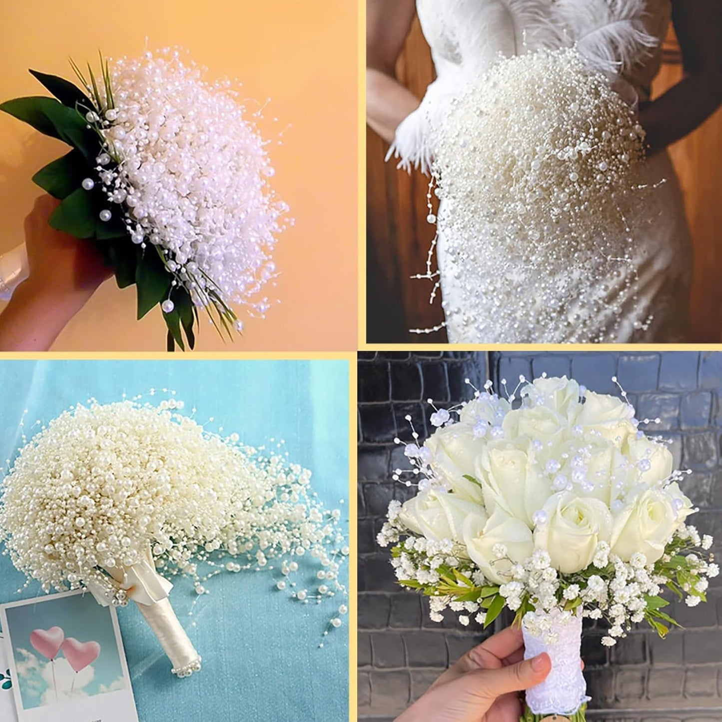 50 PCS Artificial Floating Beads for Centerpieces & Vase Fillers - Transparently BlueAB 8+3mm String Beads, Faux Pearl Strings for Wedding, Party, Crafts, and Home Decoration