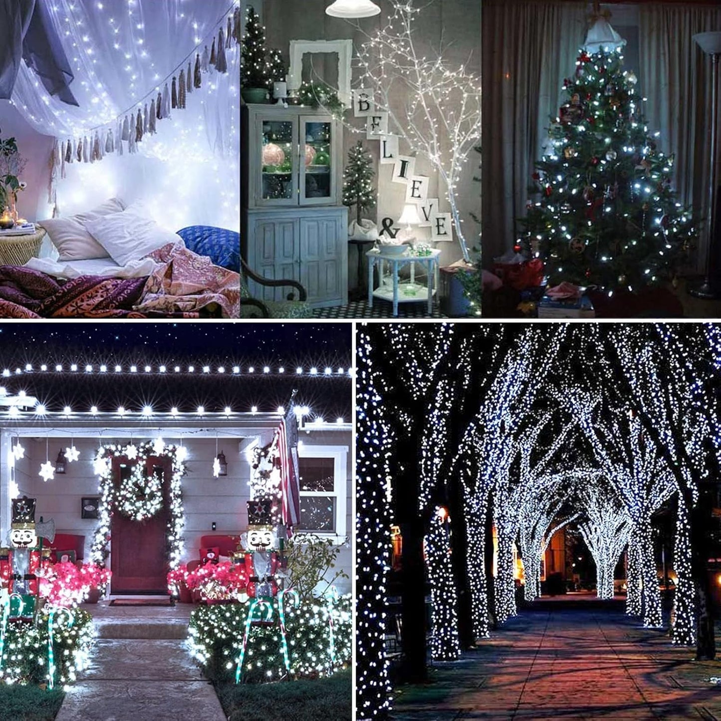 Toodour Solar Christmas Lights, 72ft 200 LED 8 Modes Outdoor Christmas String Lights, Waterproof Solar String Light for Xmas Tree, Fence, Holiday, Party, Balcony, Outdoo Xmas Decorations - White