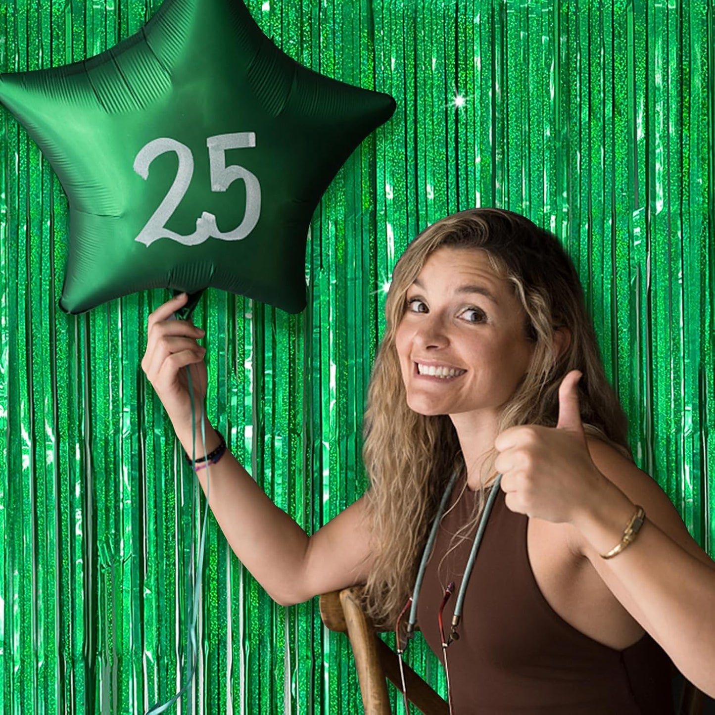 Tinsel Curtain Backdrop Green Birthday Party Decorations 5 Packs Glitter Foil Fringe Curtain Decor Streamers Photo Booth for Christmas Wedding Halloween Graduation