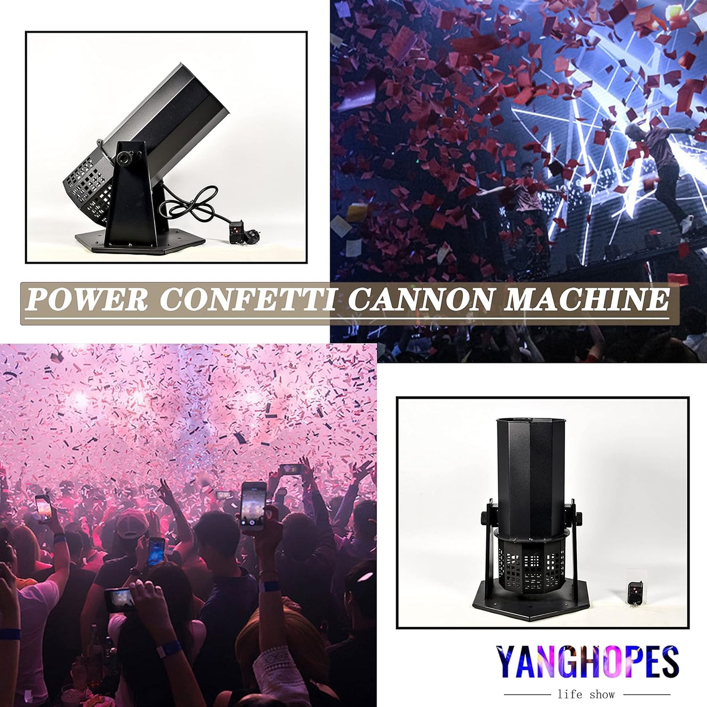1500W Professional Confetti Machine Confetti Cannon Machine Electric Confe-tti Launcher Confe-tti Tubes W/Wireless Remote, for Special Event, Parties, Club, Wedding, Concerts