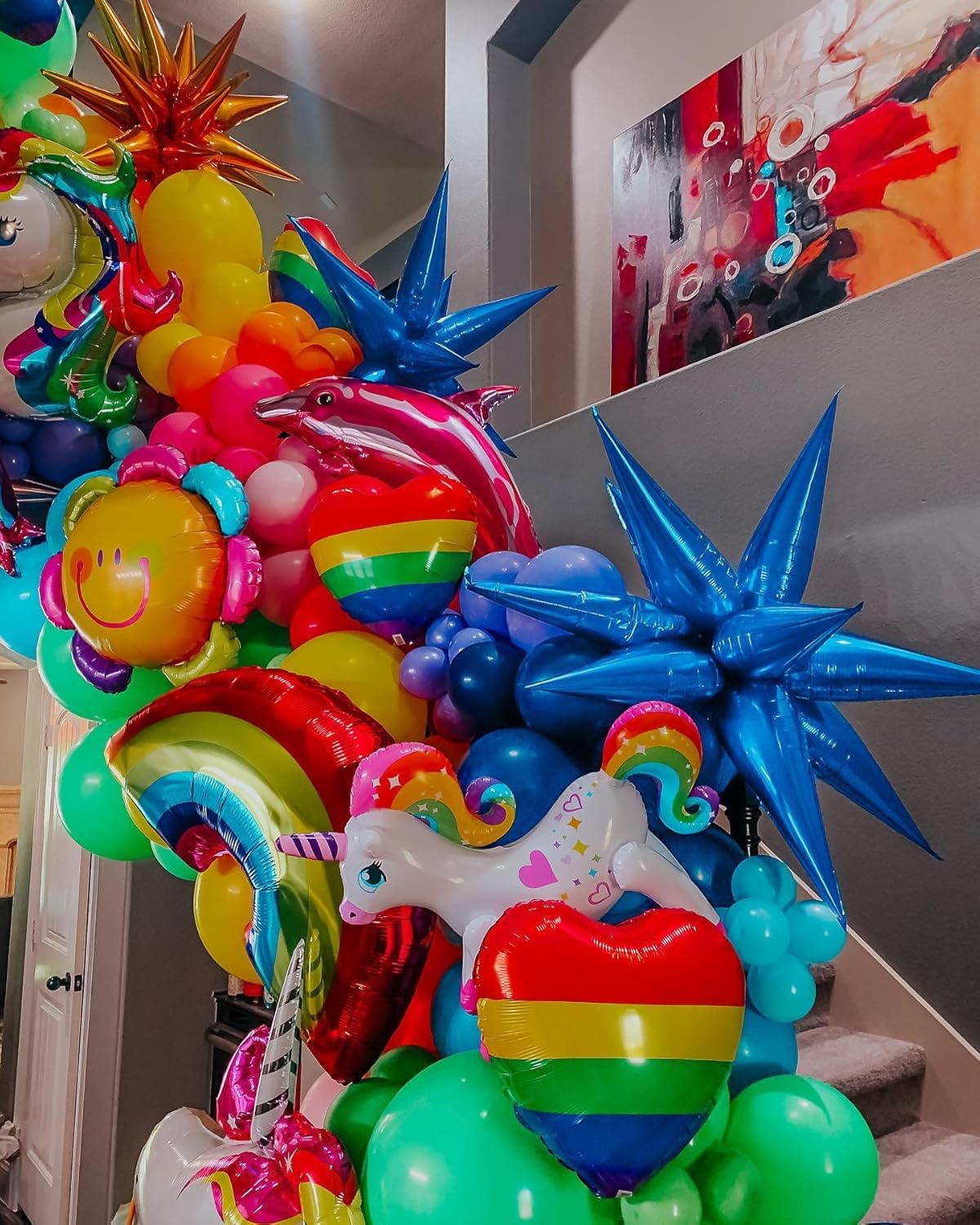 3pcs 26inch 3D Explosion Star foil balloon, Blue Foil Cone Star burst Balloons for Birthday Wedding New Year Party Event