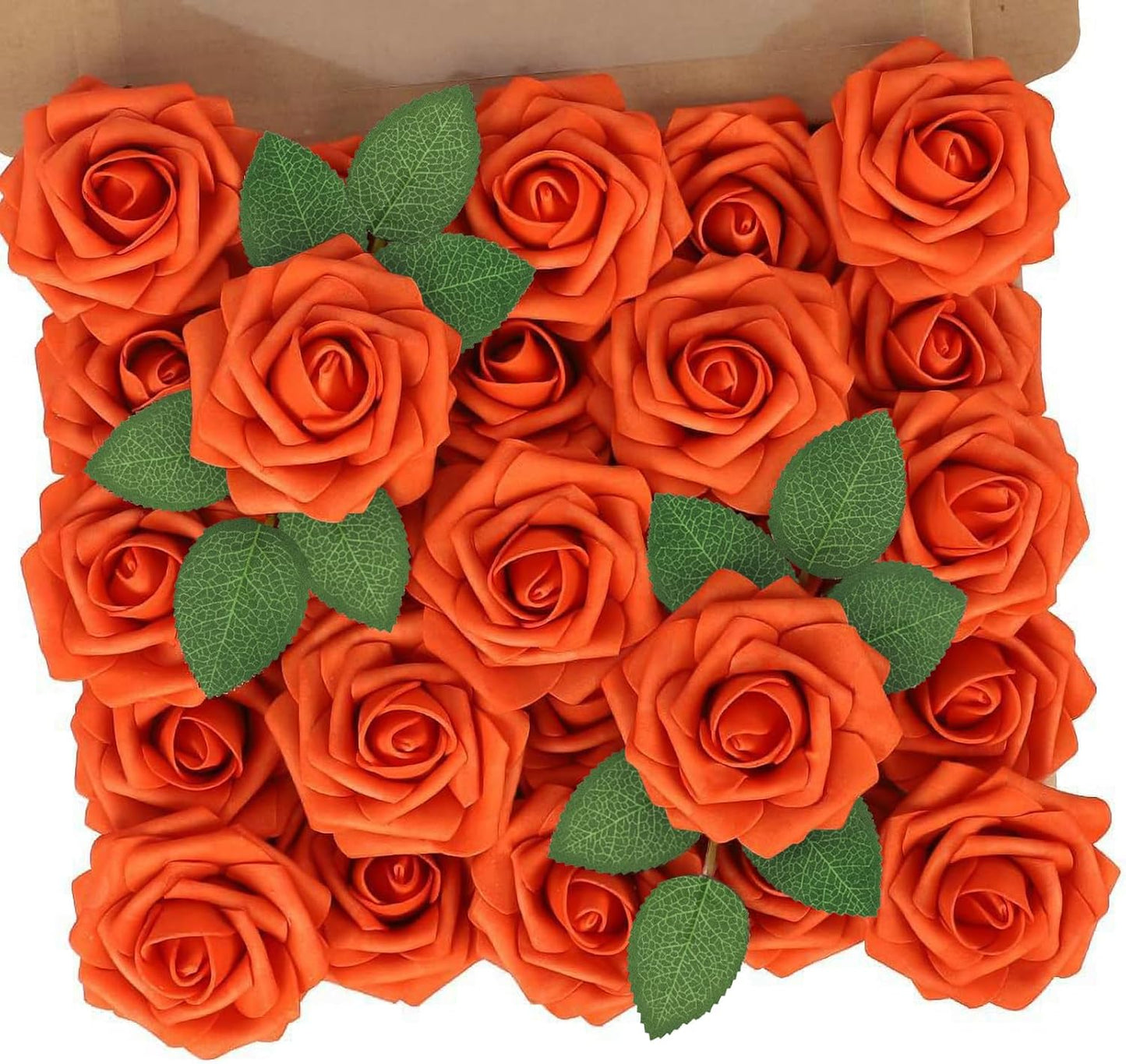 N&T NIETING Artificial Flowers, Fake Flowers Burnt Orange Roses Perfect for DIY Wedding Bridal Bouquets Centerpieces Bridal Shower Party Home Flower Arrangement Decorations, 50Pcs