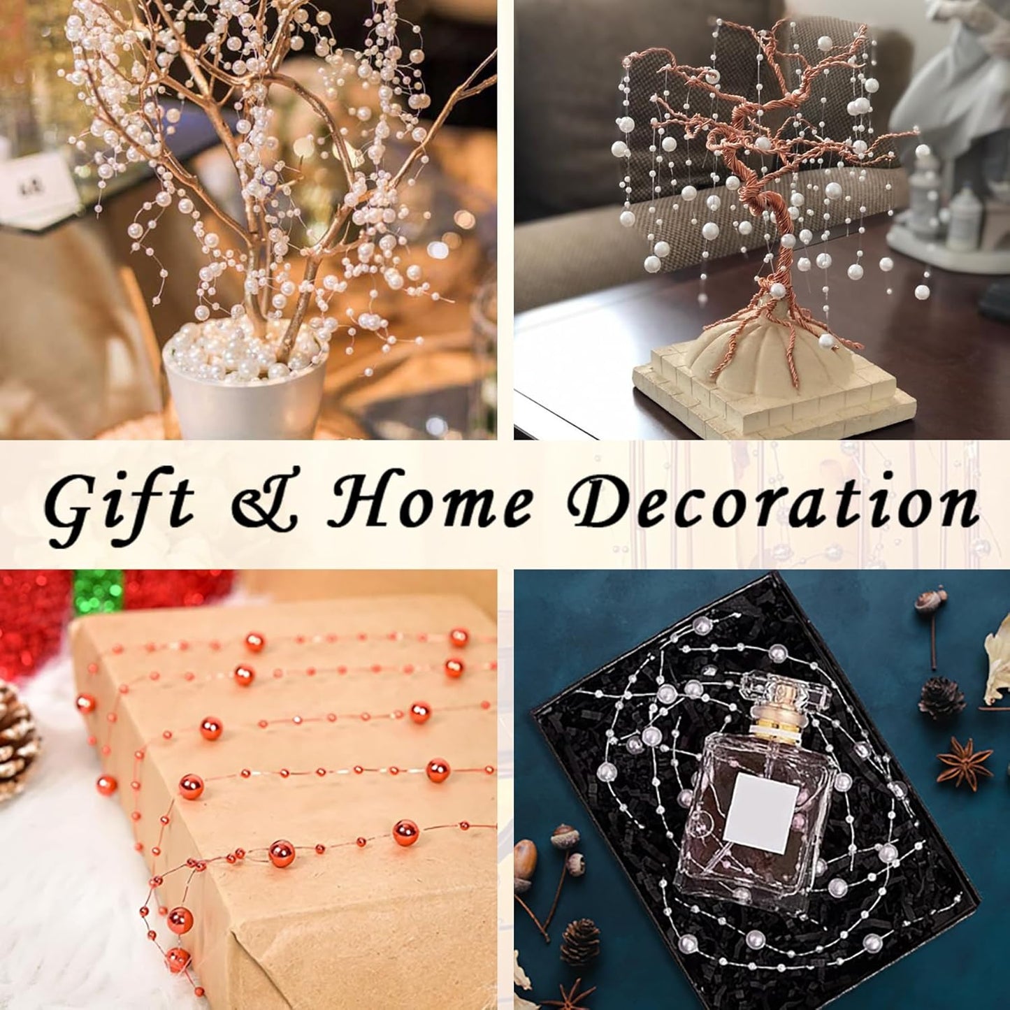 50 PCS Artificial Pearl String Beads - 10+5mm Black&White Floating Beads for Centerpieces, Vase Fillers, Wedding, Birthday Party, and Candle Decor