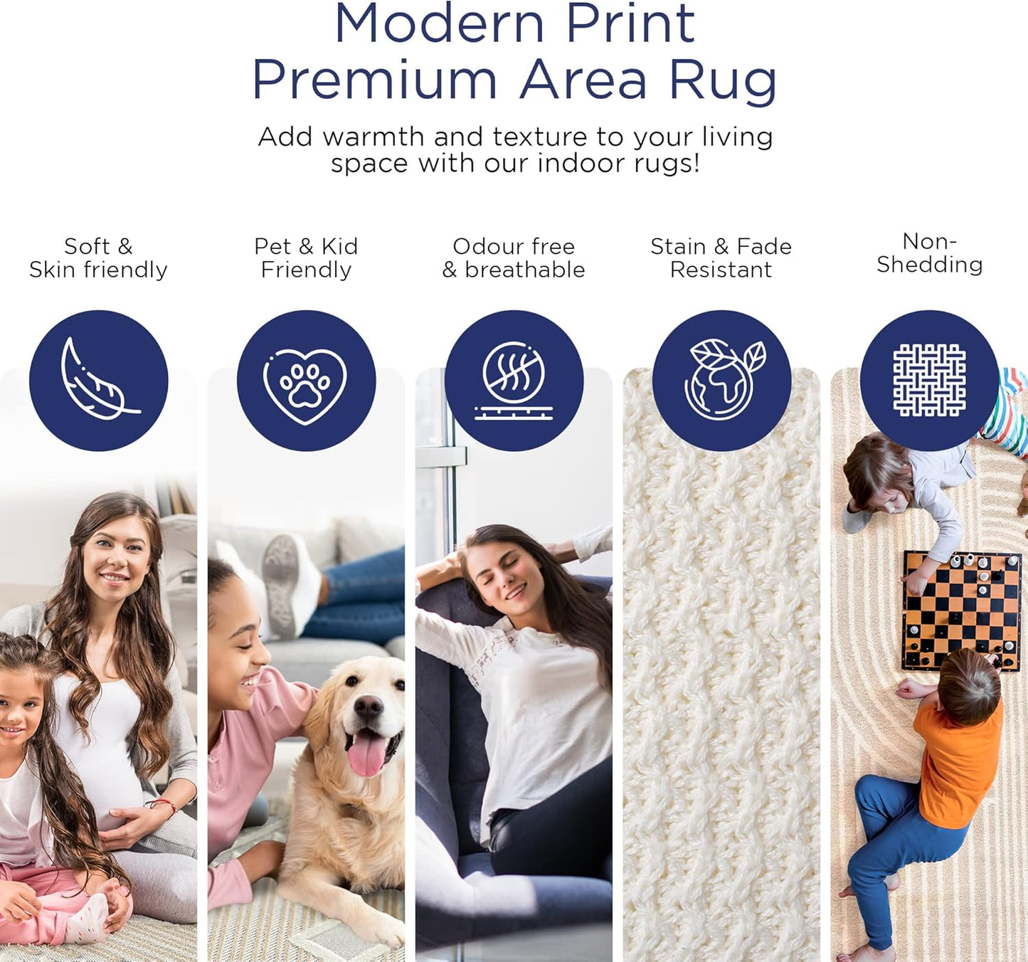 Abani Area Rug for Living Room -Nuevo 8' x 10' Beige Arch Pattern Area Rug, Soft and Durable Living Room Rug, Stain and Fade Resistant, Chic Modern Design, Pet & Kid Friendly