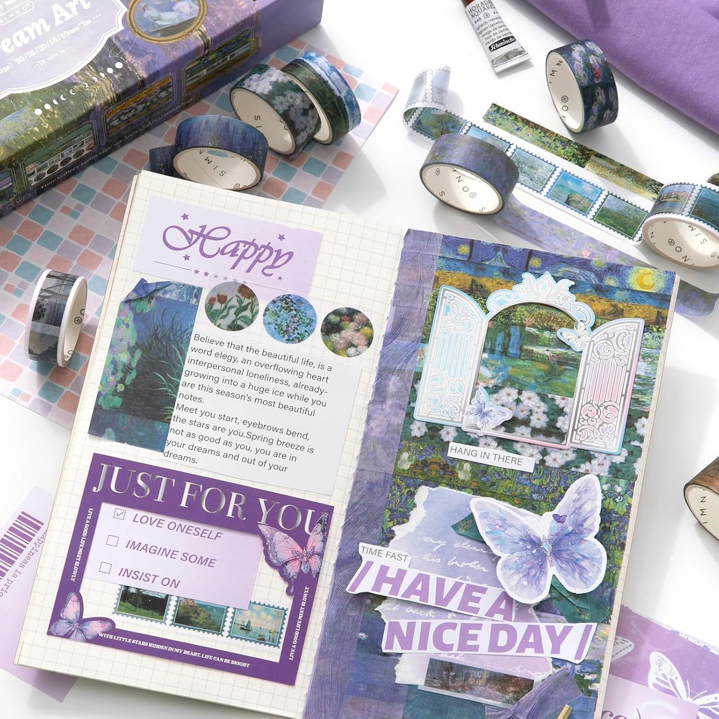 18 Rolls Washi Tape Set Art washi Tape for Crafts and Journaling Scrapbooking Supplies Scrapbook Tape Decorative washi Tape for Scrapbooking