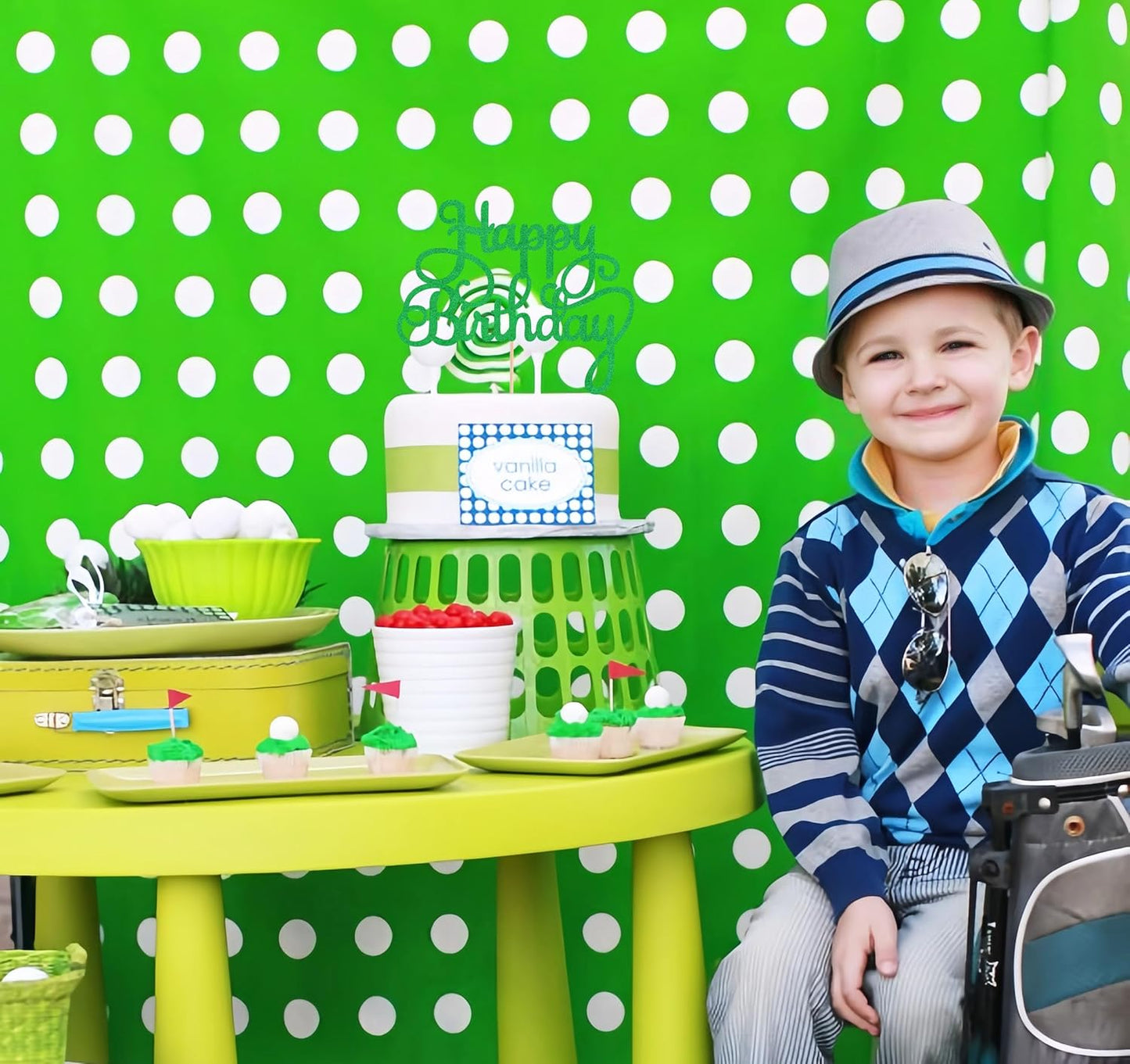 Happy Birthday Cake Topper - Green Glitter Birthday Party Cake Decoration Supplies - Happy Birthday Cake Decor, for Anniversary/Birthday Party Supplies Photo Booth Props