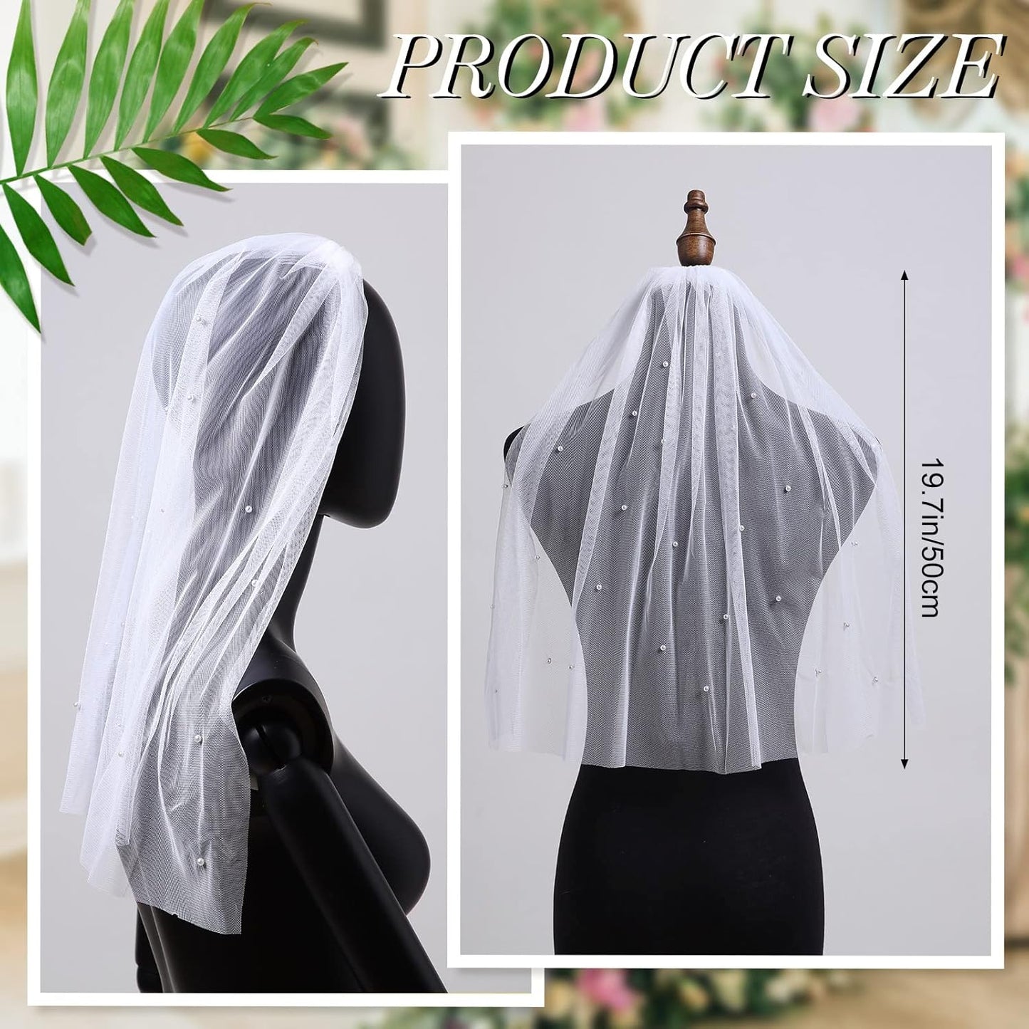 Vicenpal Bridal Bachelorette Veil with Comb Wedding Veils for Brides White Short Veil for Bachelorette Party